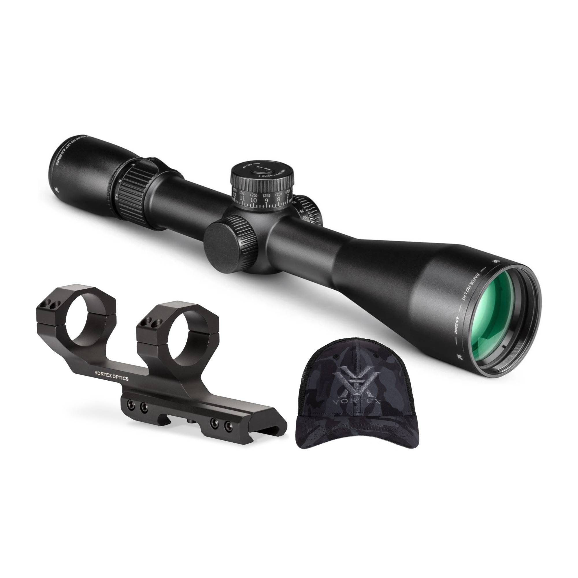 Vortex Razor LHT 4.5-22x50 FFP Riflescope with Cantilever Mount and Hat Bundle