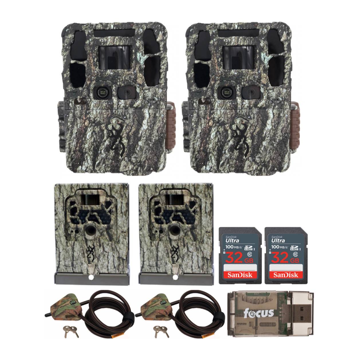 Browning Trail Camera Dark Ops Pro DCL (26MP, 2-Pack) with Security Box (2-Pack), Cables Bundle