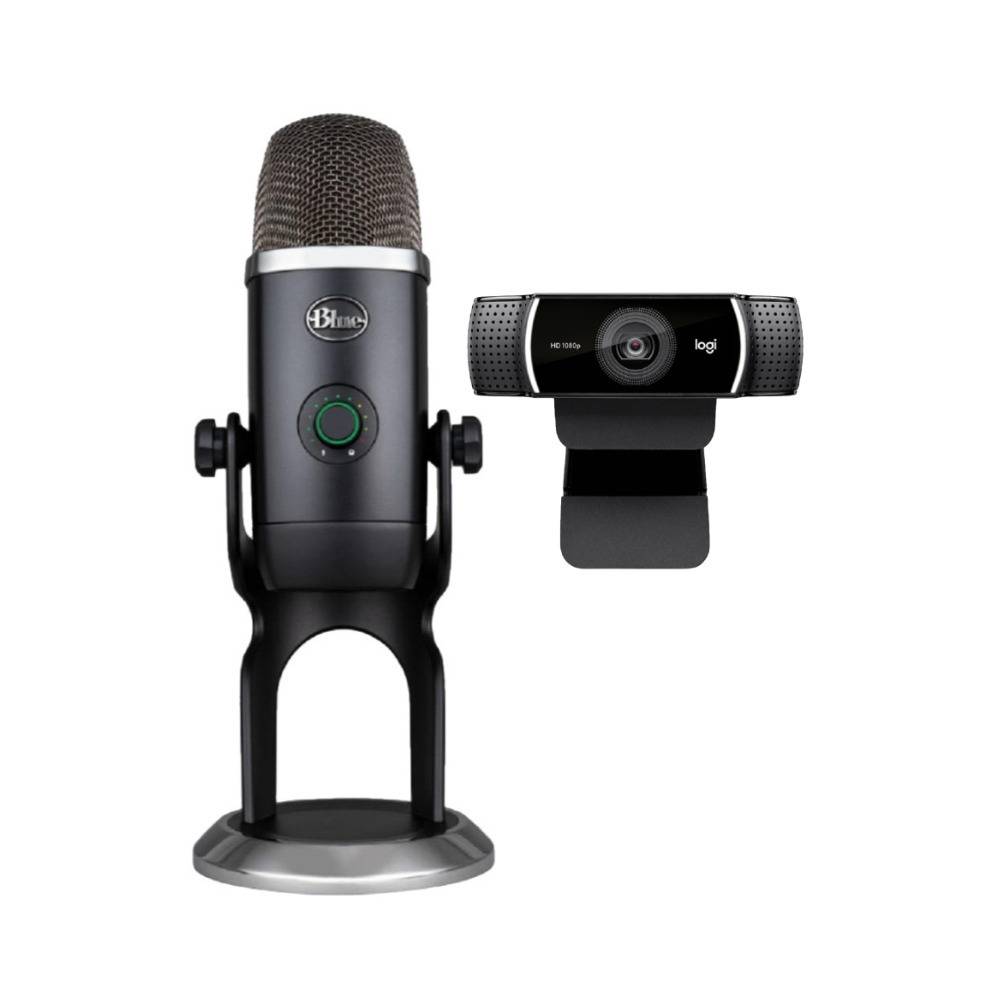 Blue Microphones Yeti X USB Microphone Dark Gray Bundle With Logitech C922 Pro Stream 1080p Webcam