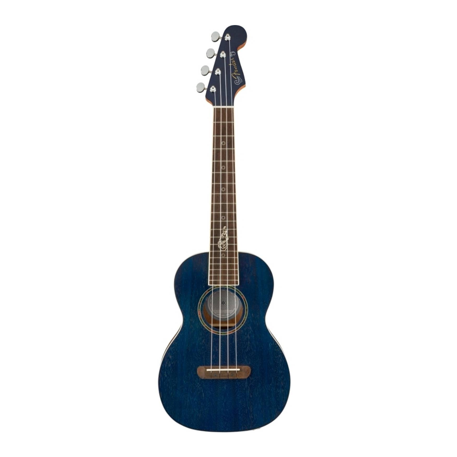 Fender Dhani Harrison Signature 4-String Ukulele (Right-Hand, Sapphire Blue Transparent)