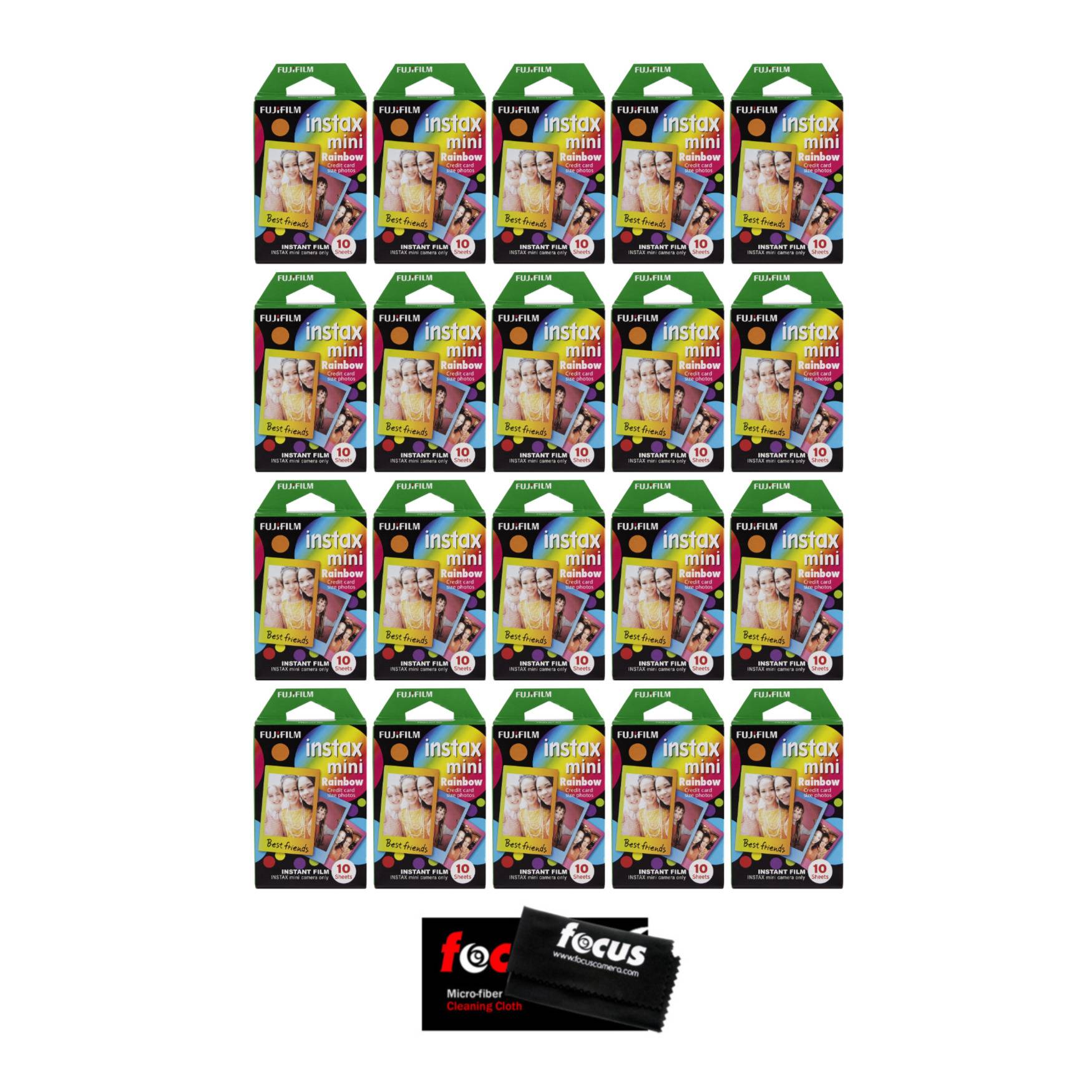 Fujifilm Instax Mini Instant Rainbow Film (20-Pack) with Cleaning Cloth