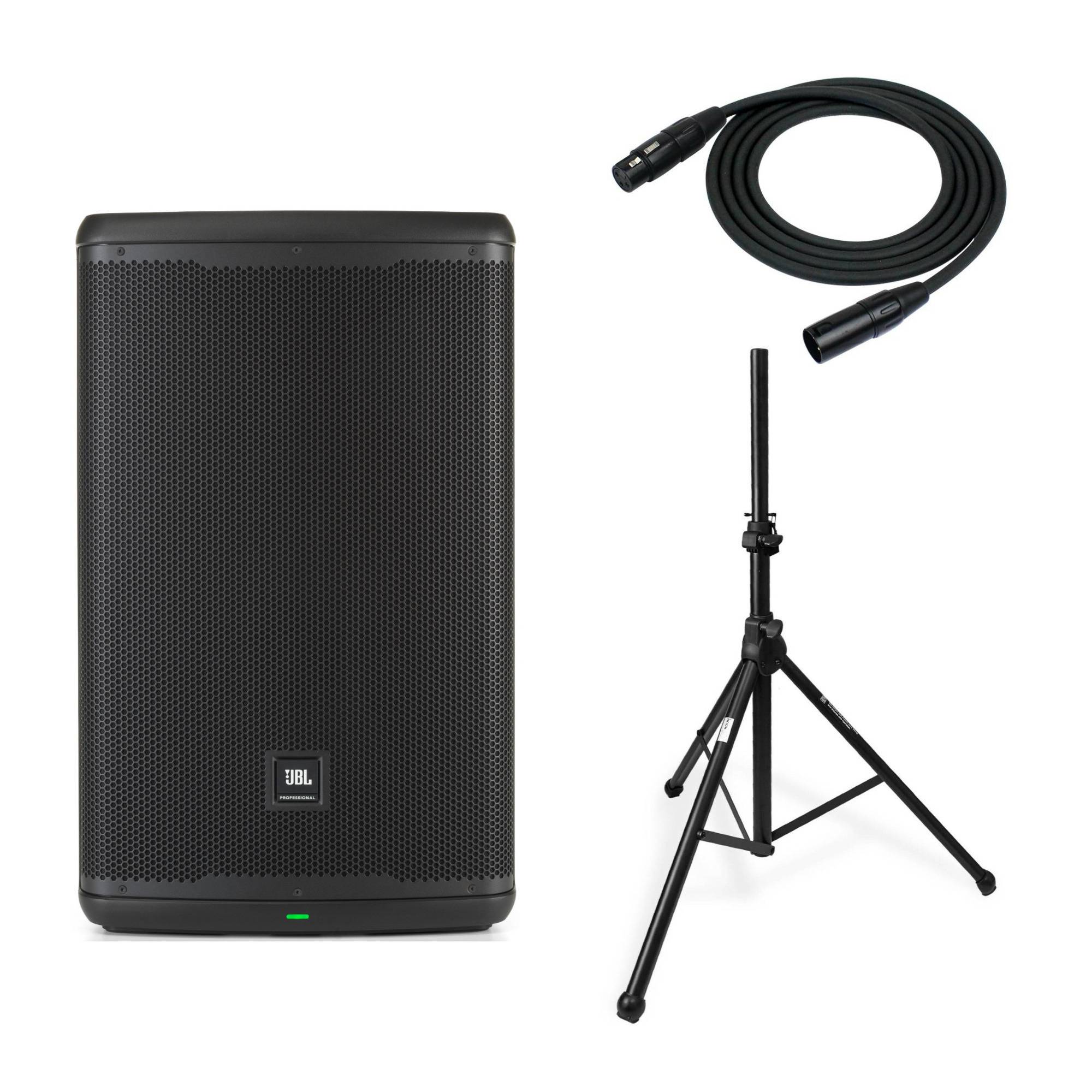JBL Professional EON715 15" Powered Bluetooth PA Loudspeaker with Speaker Stand and XLR Cable