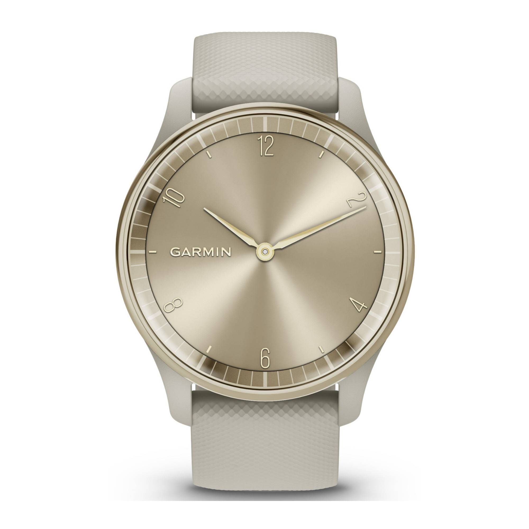 Garmin Vívomove Trend Hybrid Smartwatch with Silicon Band (Cream Gold Stainless Steel Bezel)