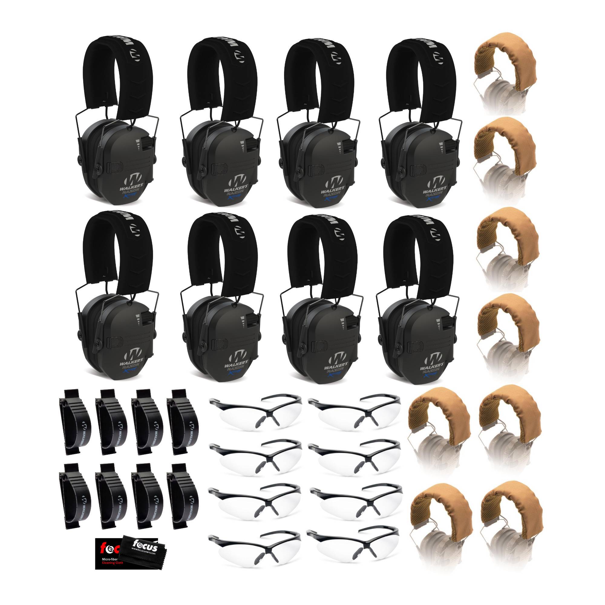 Walker's Razor X-TRM Digital Ear Muffs (Black) Range Bundle (8-Pack)
