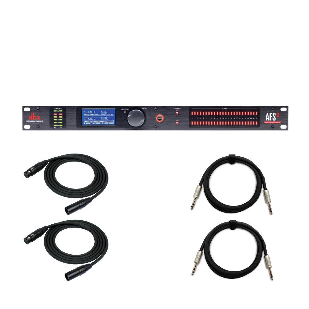 DBX Dual Channel Advanced Feedback Suppression with Display with 2x25' XLR and 2x6' 1/4" TRS Cables