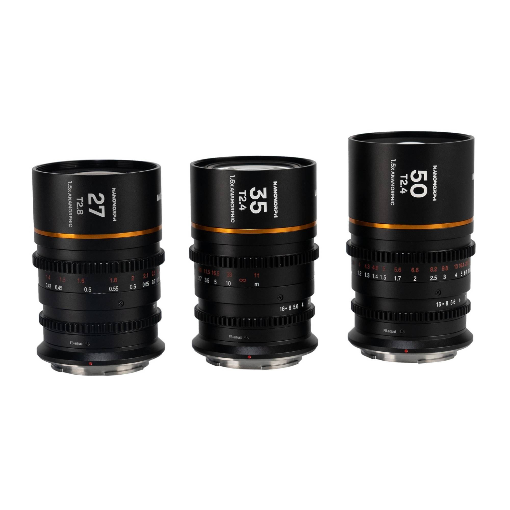 Laowa Nanomorph S35 Prime 3-Lens Bundle (Amber) for Cine Arri PL Default and EF Mount