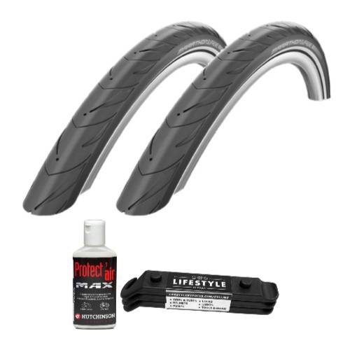 Schwalbe Marathon Supreme Tubeless Bike Tires (2-Pack, 700x35) with Sealant and Levers (3-Pack)