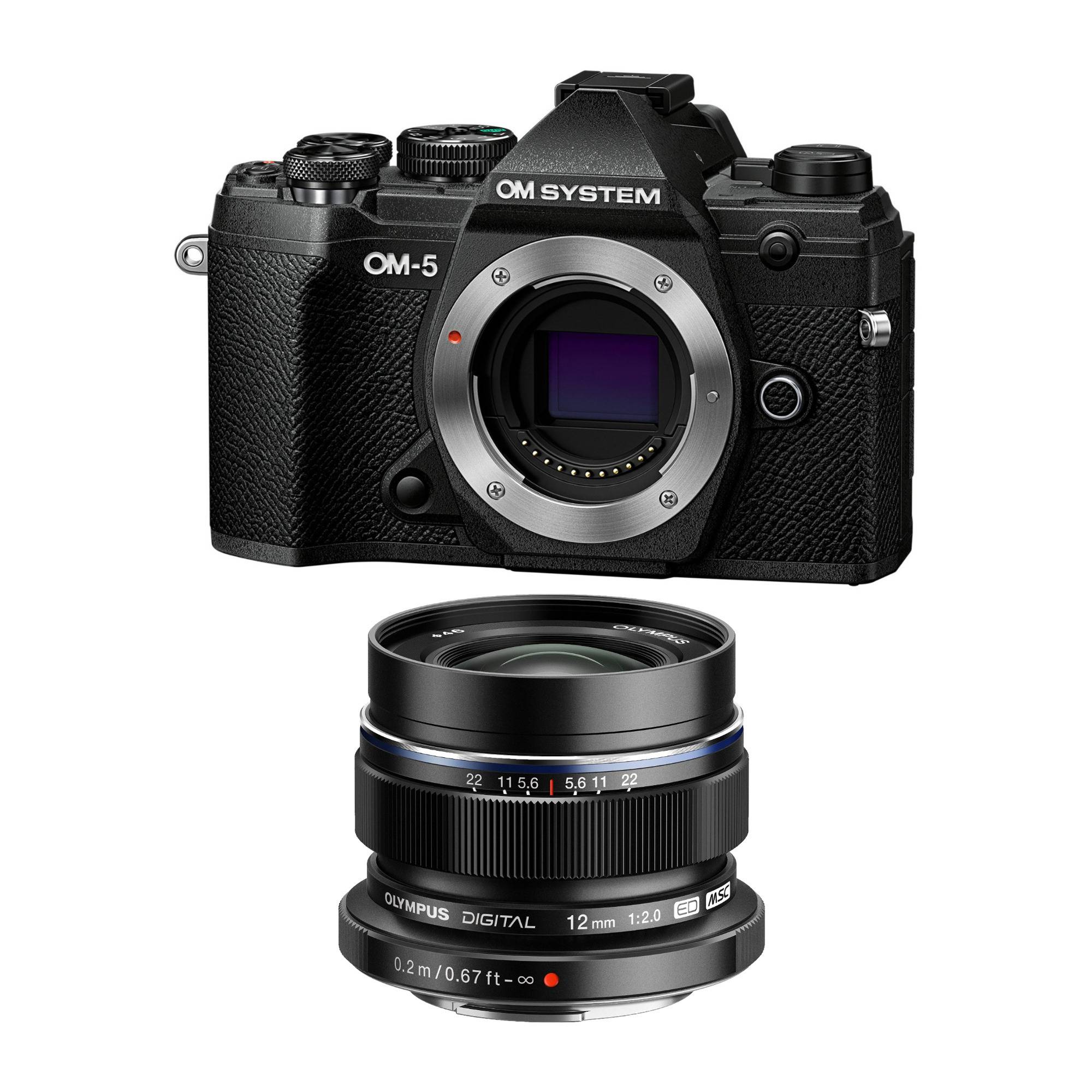 Olympus OM System OM-5 Camera Body (Black) Bundle with Olympus M.Zuiko Digital ED 12mm f/2.0 Lens
