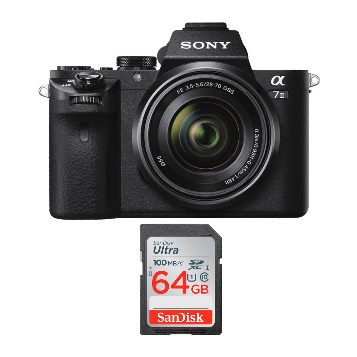 Sony Alpha a7II Mirrorless Digital Camera with 28-70mm f/3.5-5.6 Lens and 64GB SD Card Bundle