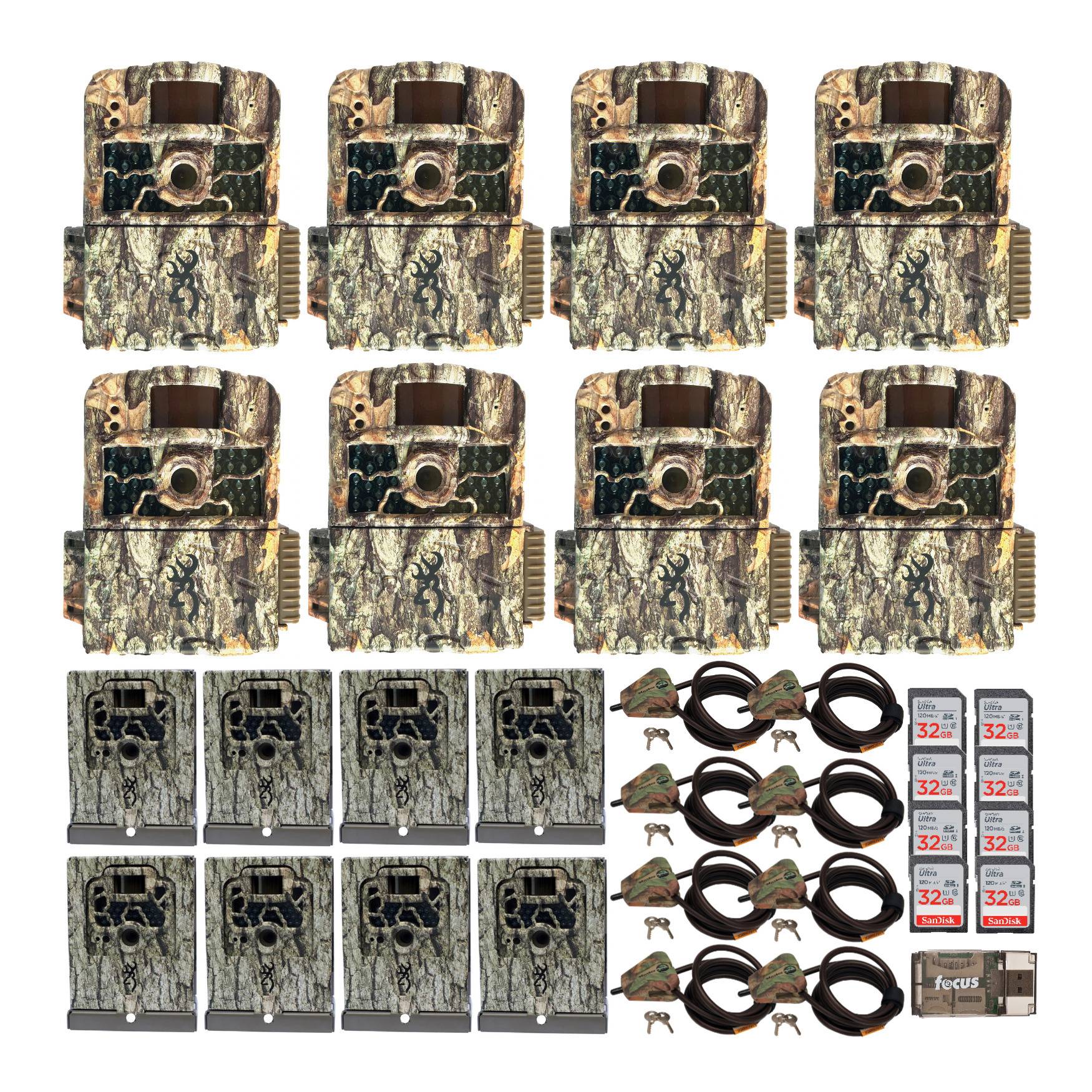 Browning Trail Cameras 18MP Strike Force HD Max Trail Camera Security Bundle (8-Pack)