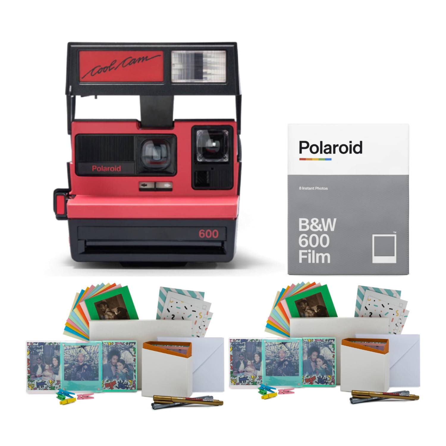 Polaroid Originals 600 Cool Cam Instant Film Camera (Red) with Black and White Instant Film Bundle