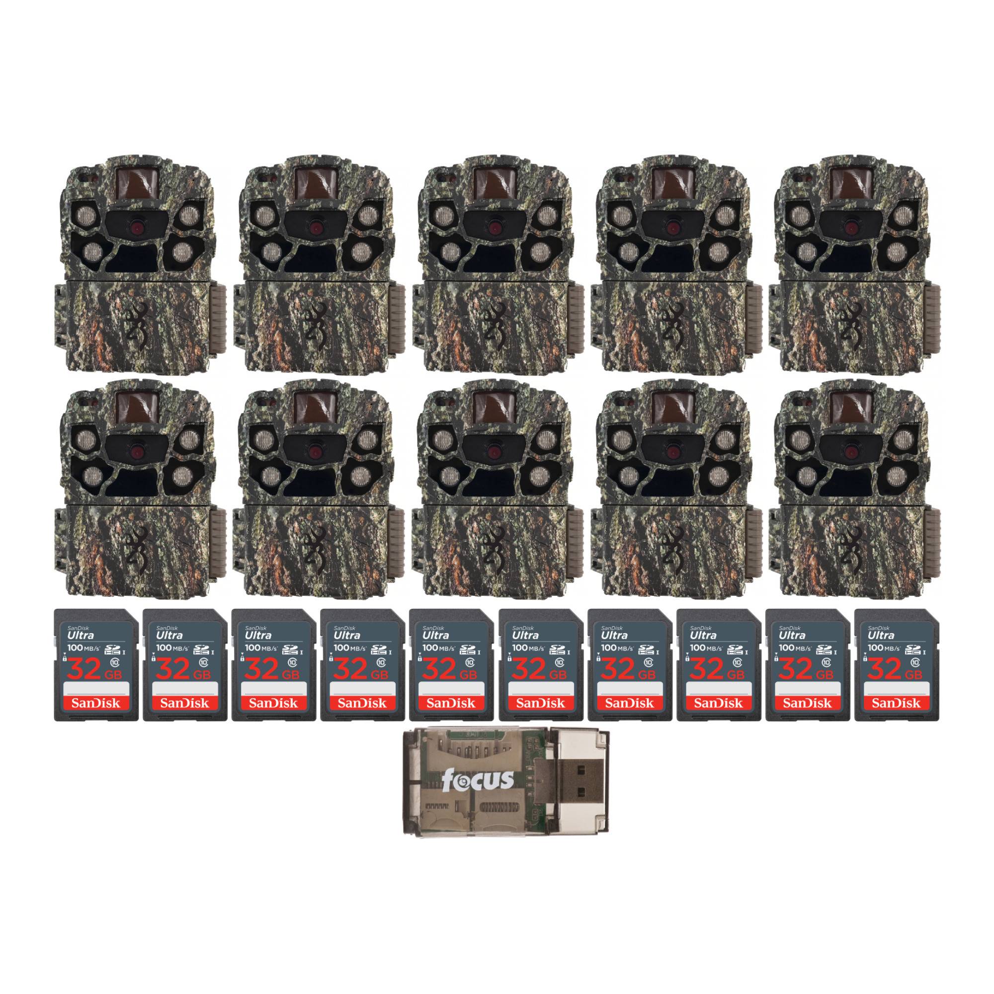Browning Strike Force Full HD Trail Camera (10-Pack) with Memory Card (10-Pack) and Card Reader