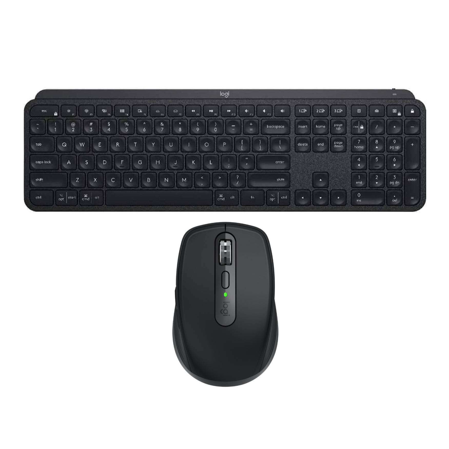 Logitech MX Anywhere 3 Compact Performance Mouse (Black) with MX Keys Advanced Wireless Keyboard