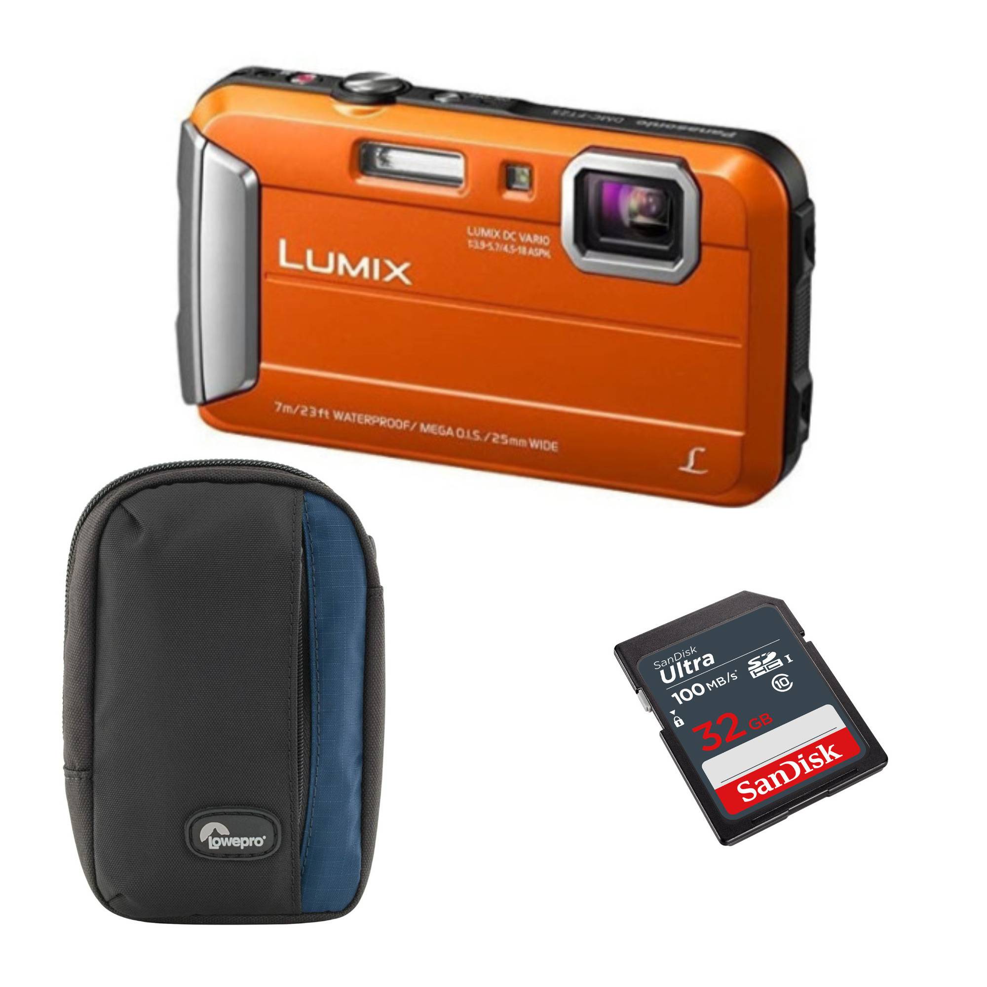Panasonic LUMIX TS25 16MP Waterproof Digital Camera (Certified Refurbished) with Case and 32GB SD