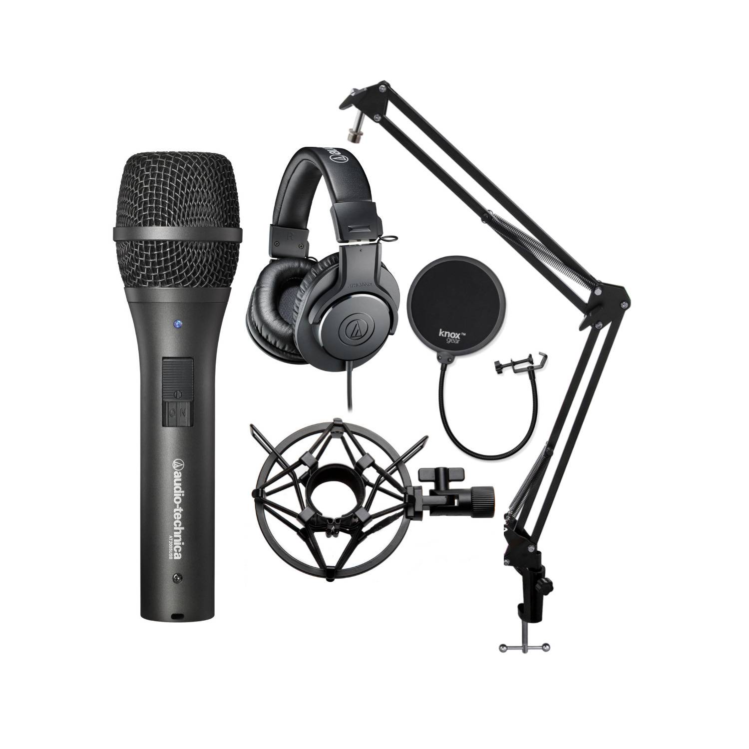 Audio-Technica AT2005USB Microphone with ATH-M20X Headphones, Mic Stand, Shock Mount and Pop Filter