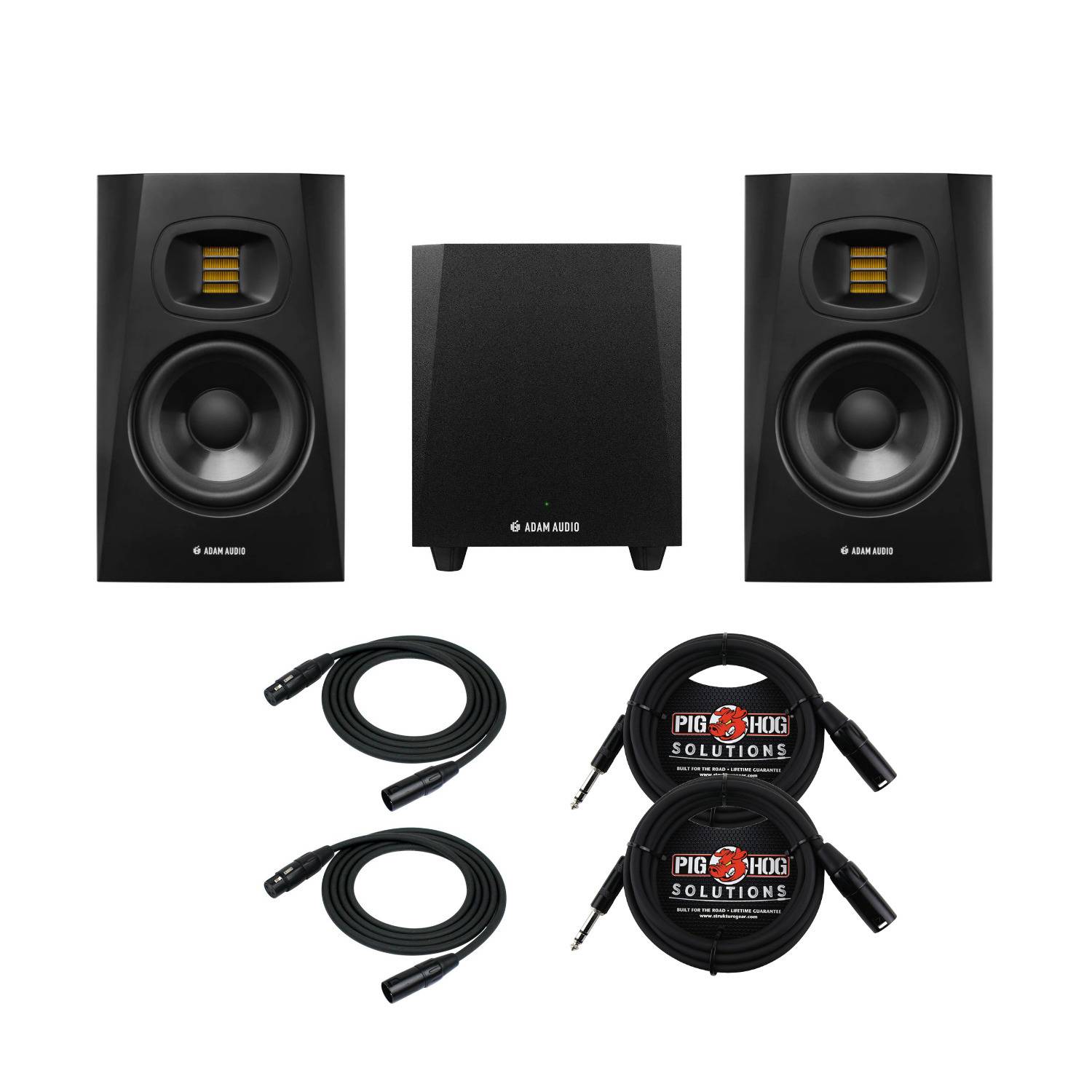 ADAM Audio T7V Monitor (Pair) with ADAM Audio T10S Subwoofer, XLR Cables and TRS Cables