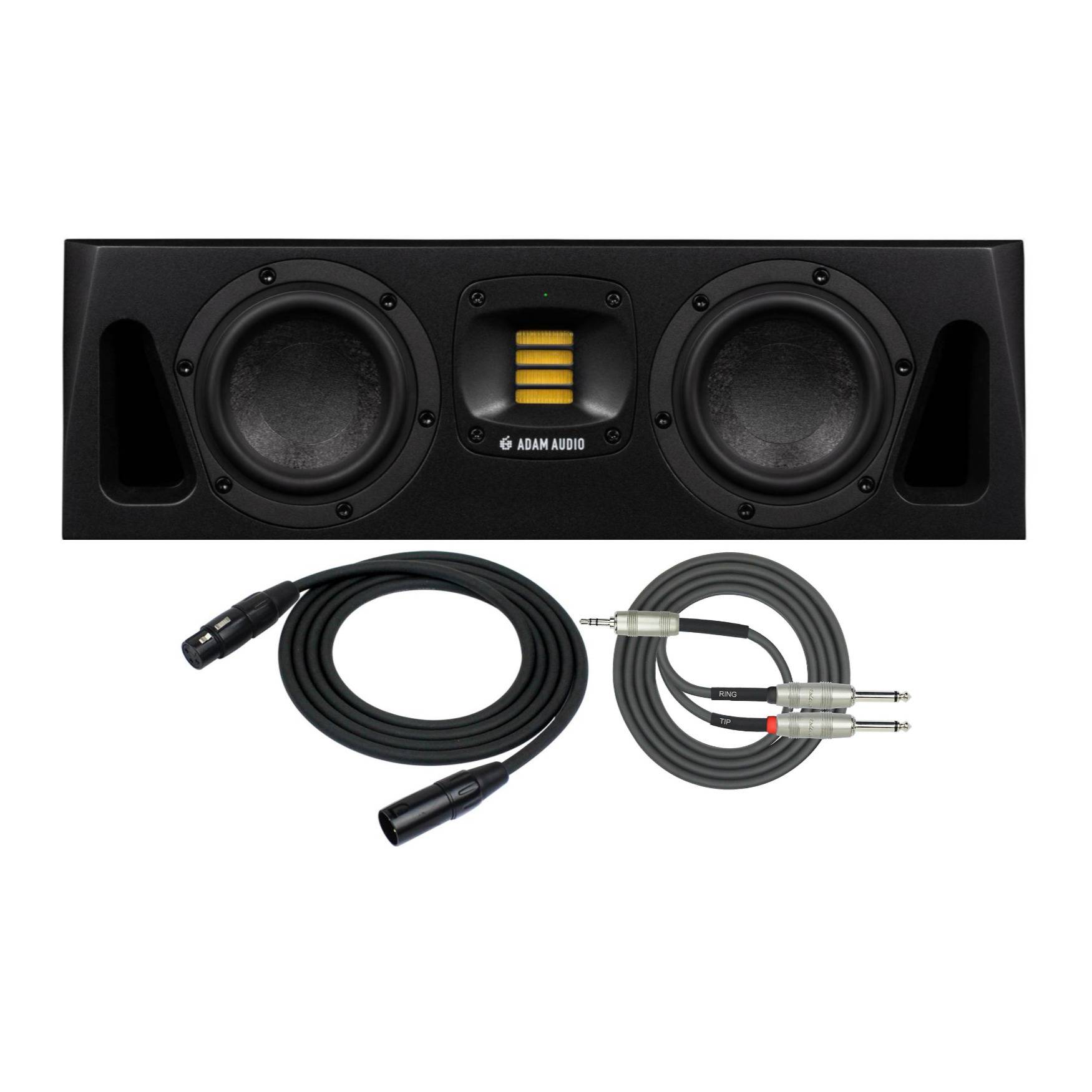 Adam Audio A44H Powered Two-Way Midfield Studio Monitor with Microphone Cable Bundle