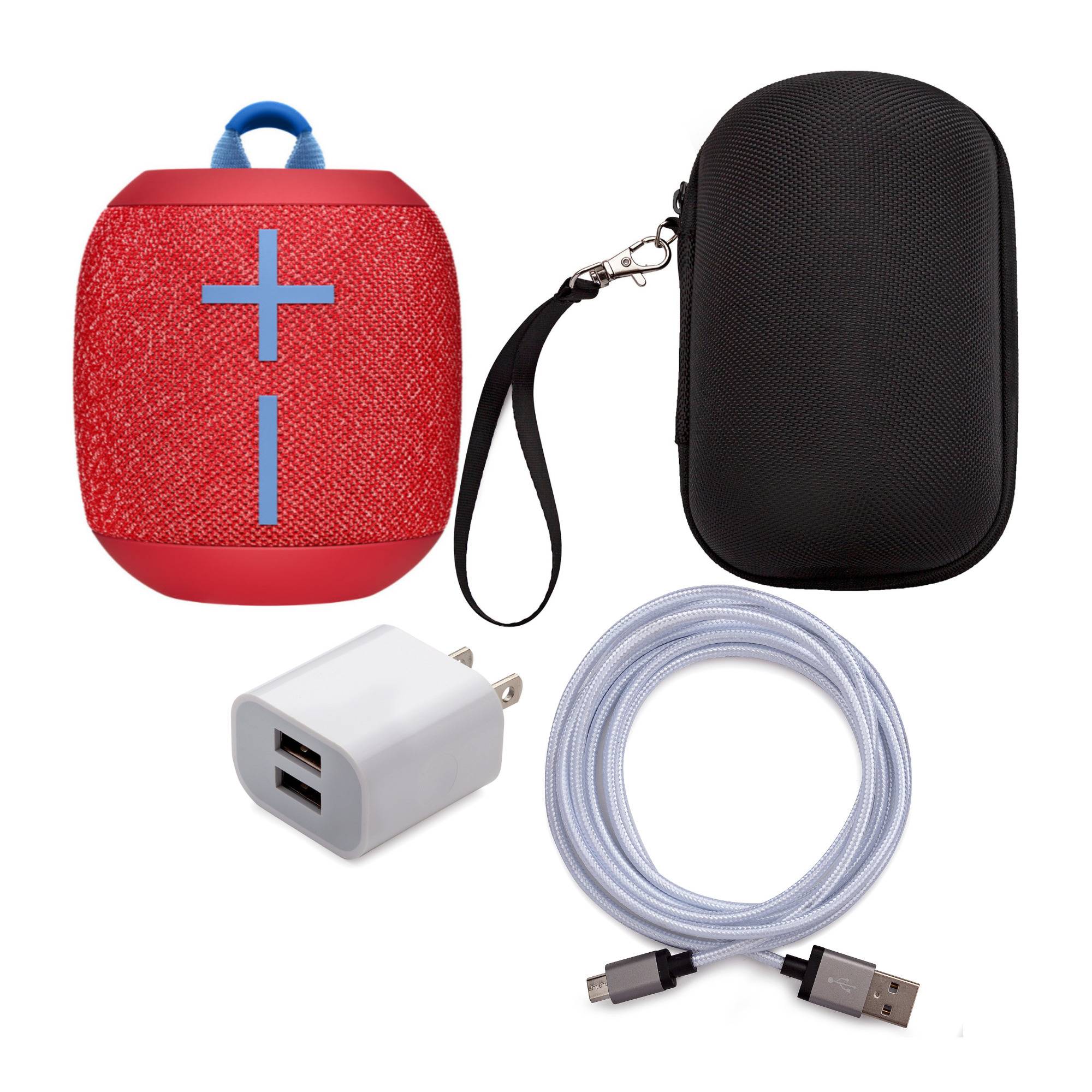 Ultimate Ears WONDERBOOM 2 Bluetooth Speaker (Radical Red) with Knox Case, USB Cable and Adapter