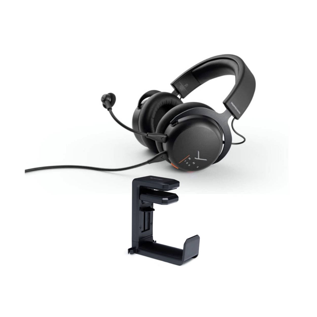 Beyerdynamic MMX 100 Analog Gaming Headset (Black) with Knox Gear Headphone Mount Bundle