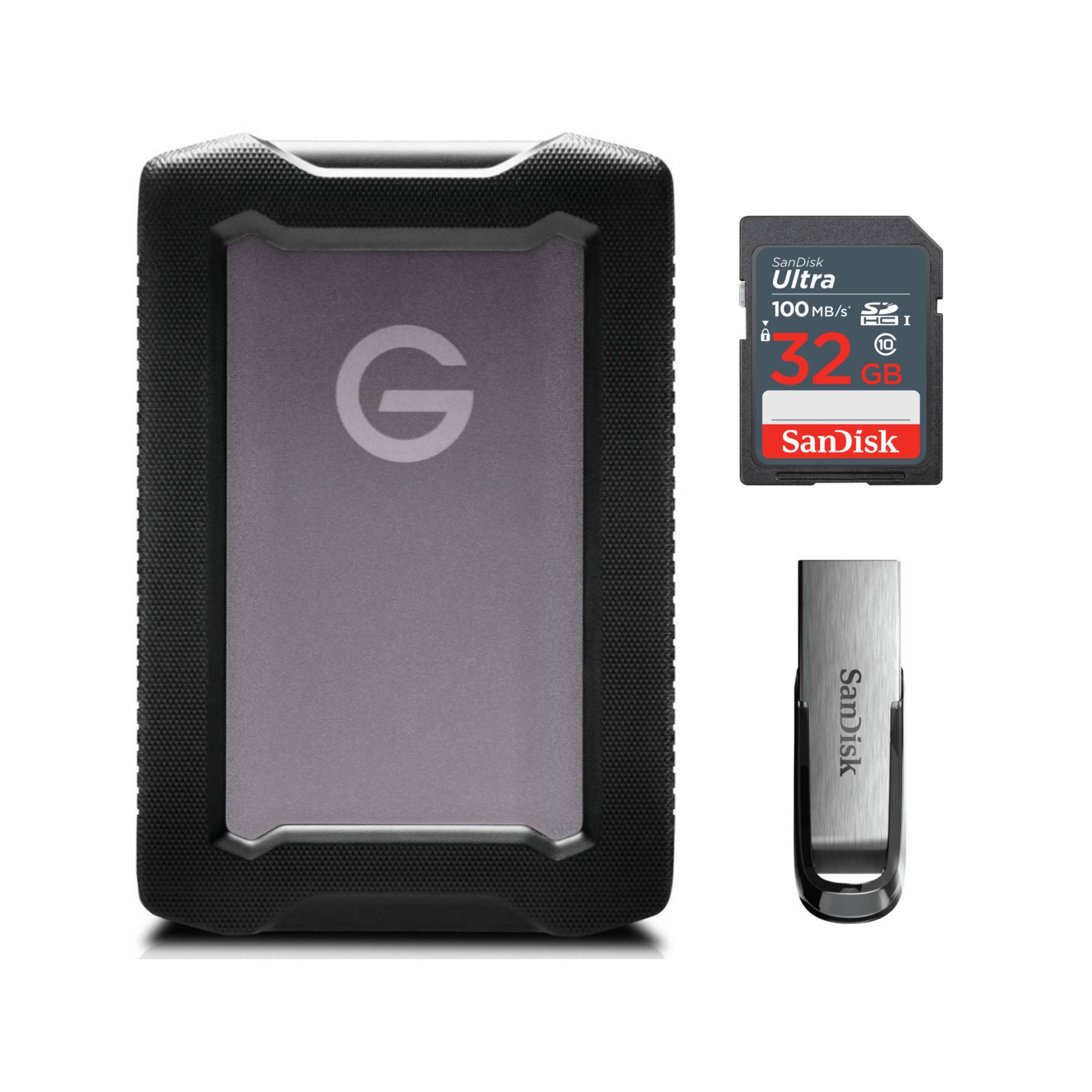 SanDisk Professional G-DRIVE ArmorATD 4TB Rugged Portable Hard Drive with 32GB USB and Memory Card