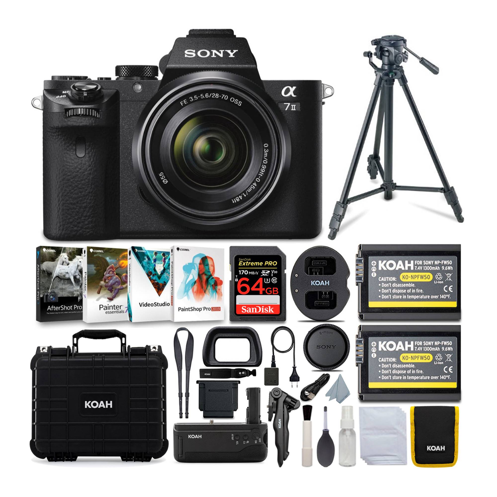 Sony Alpha a7 II Mirrorless Digital Camera with 28-70mm Lens, Custom Hard Case and Accessories Bundle