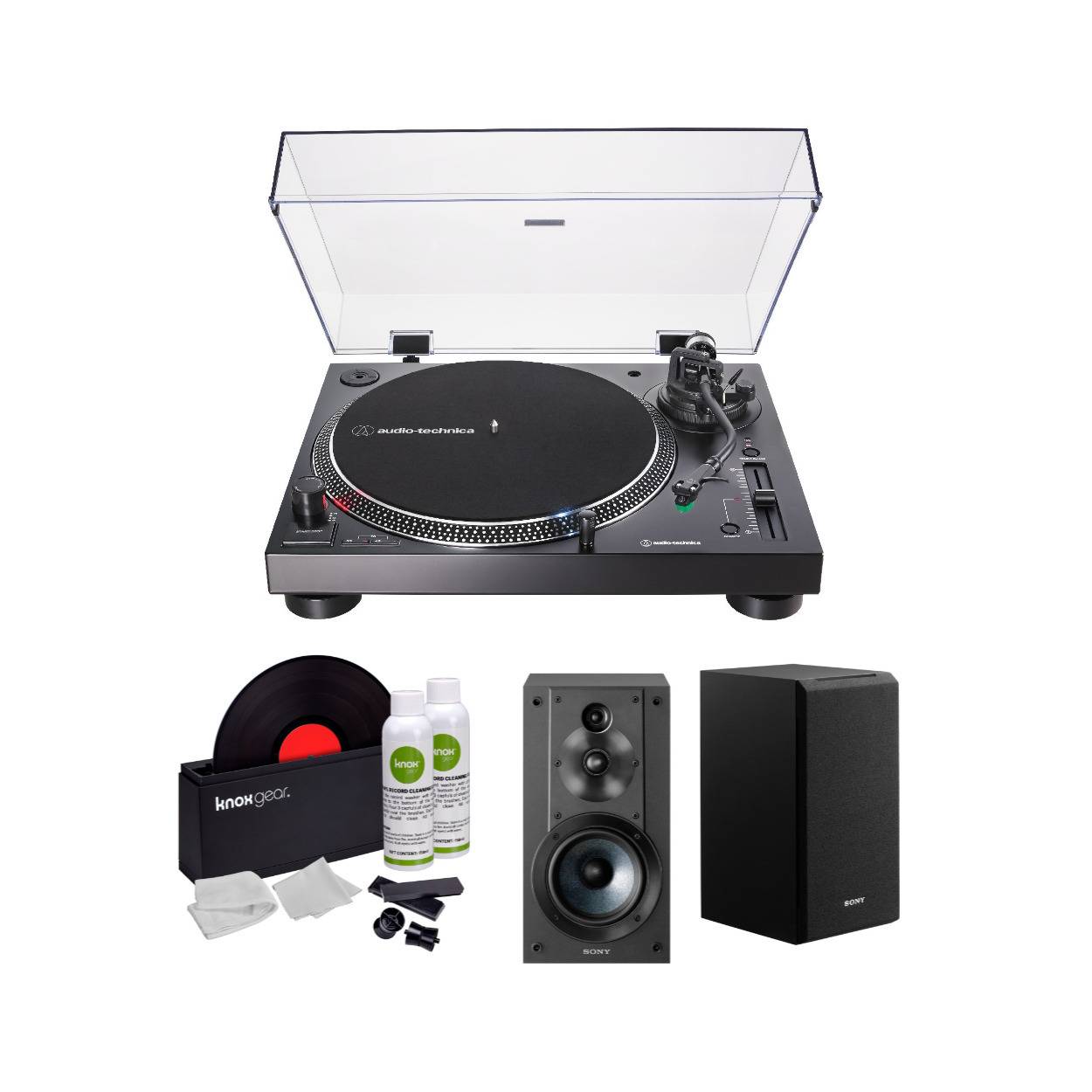 Audio-Technica AT-LP120X-USB Direct-Drive Turntable with Sony 3-Way Bookshelf Speakers (Pair) Bundle
