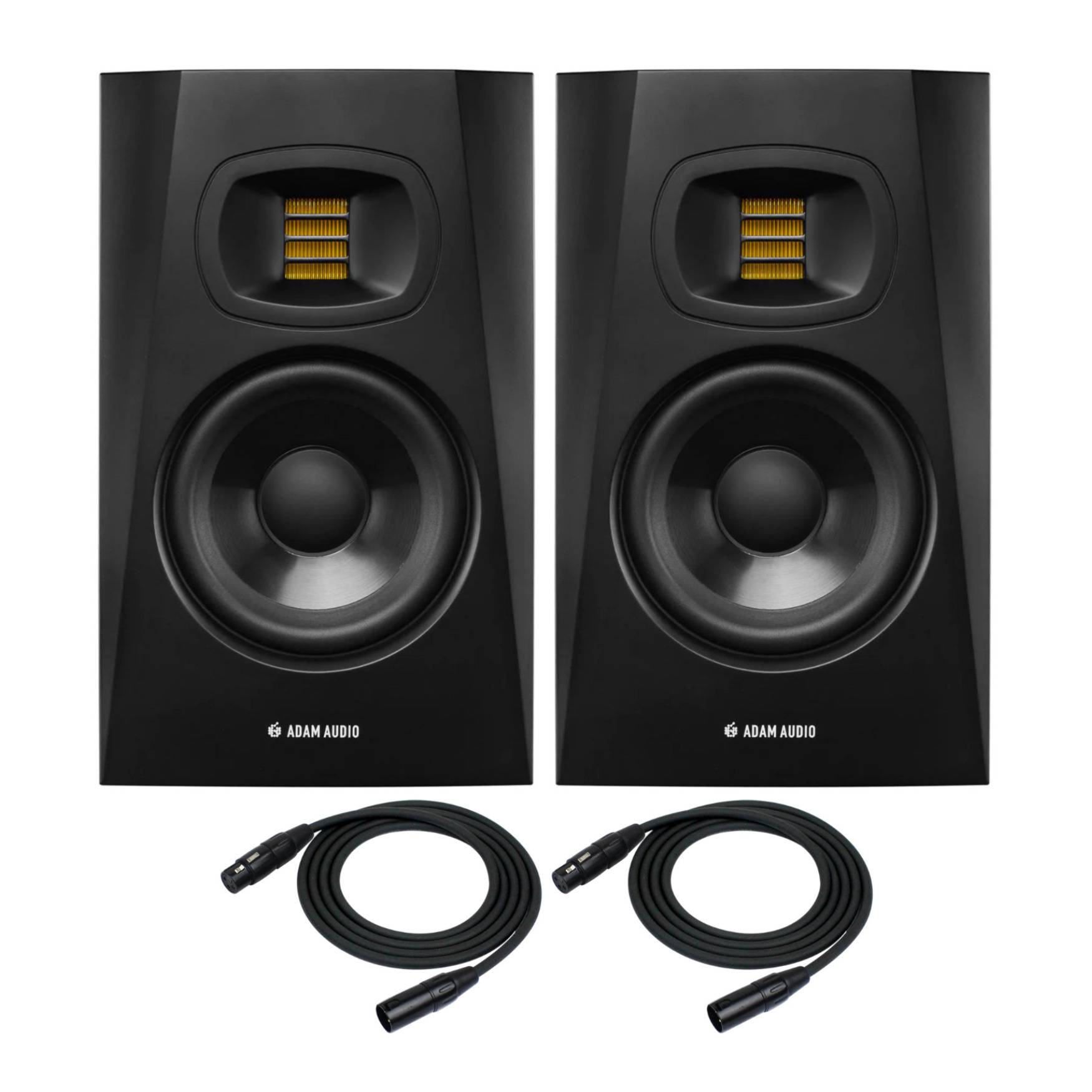 Adam Audio T5V Active Nearfield Monitor (2-Pack) Bundle with Microphone Cable (2-Pack)