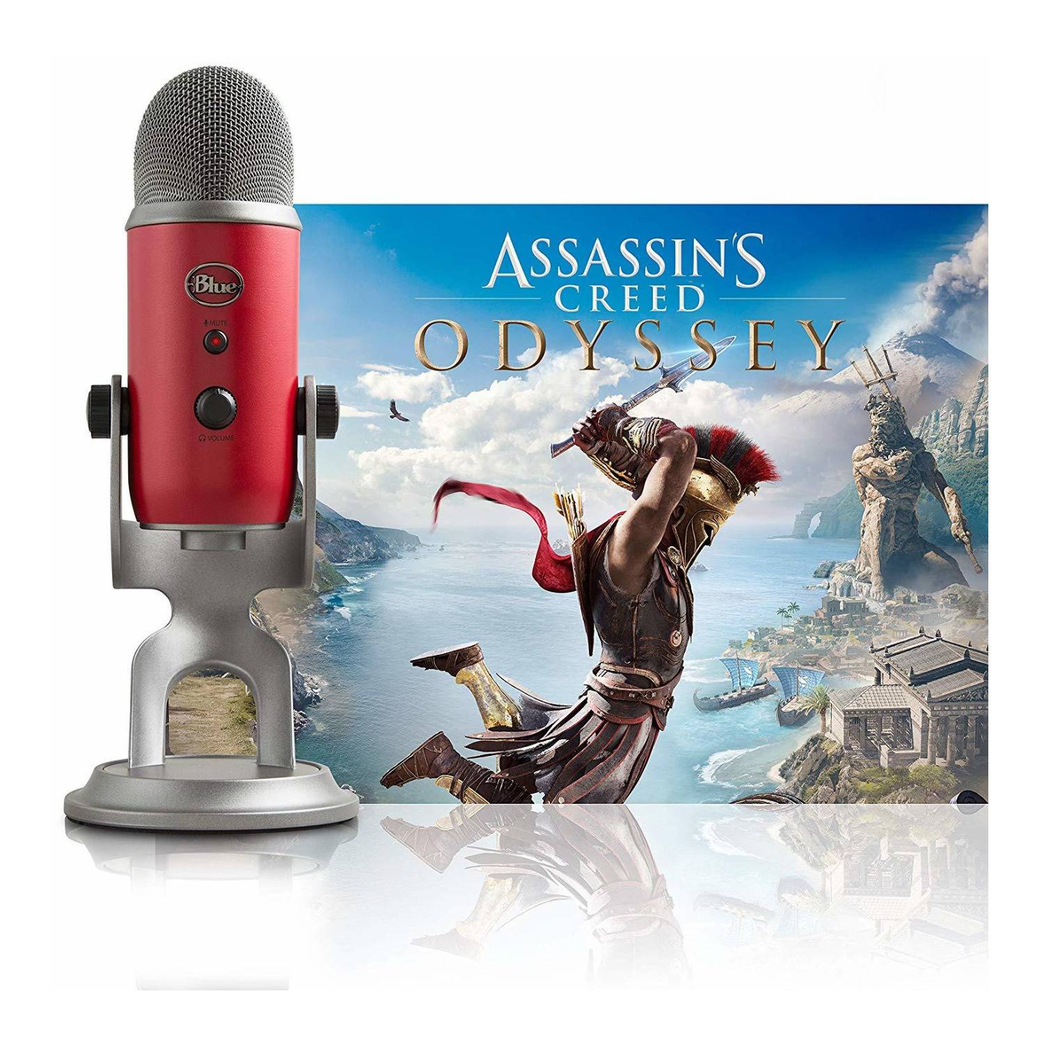 Blue Yeti USB Microphone (Red) and Assassin's Creed Odyssey Streamer with Assassins Creed Game Card