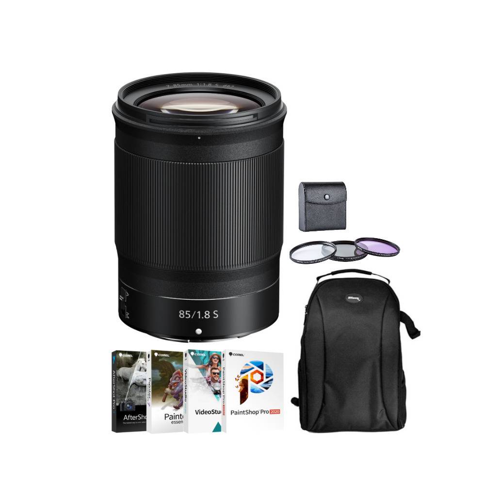 Nikon NIKKOR Z 85mm f/1.8 S Lens with Photo Editing Software Suite and Accessory Bundle