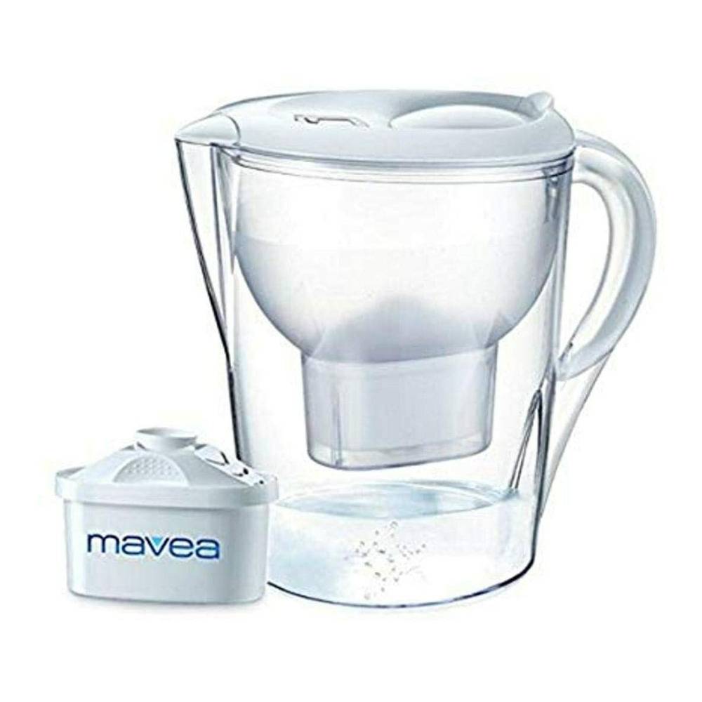 Aquavero M100358 14-Cup Water Filtration Pitcher with 1 Mavea Maxtra Filter (Aspen White)