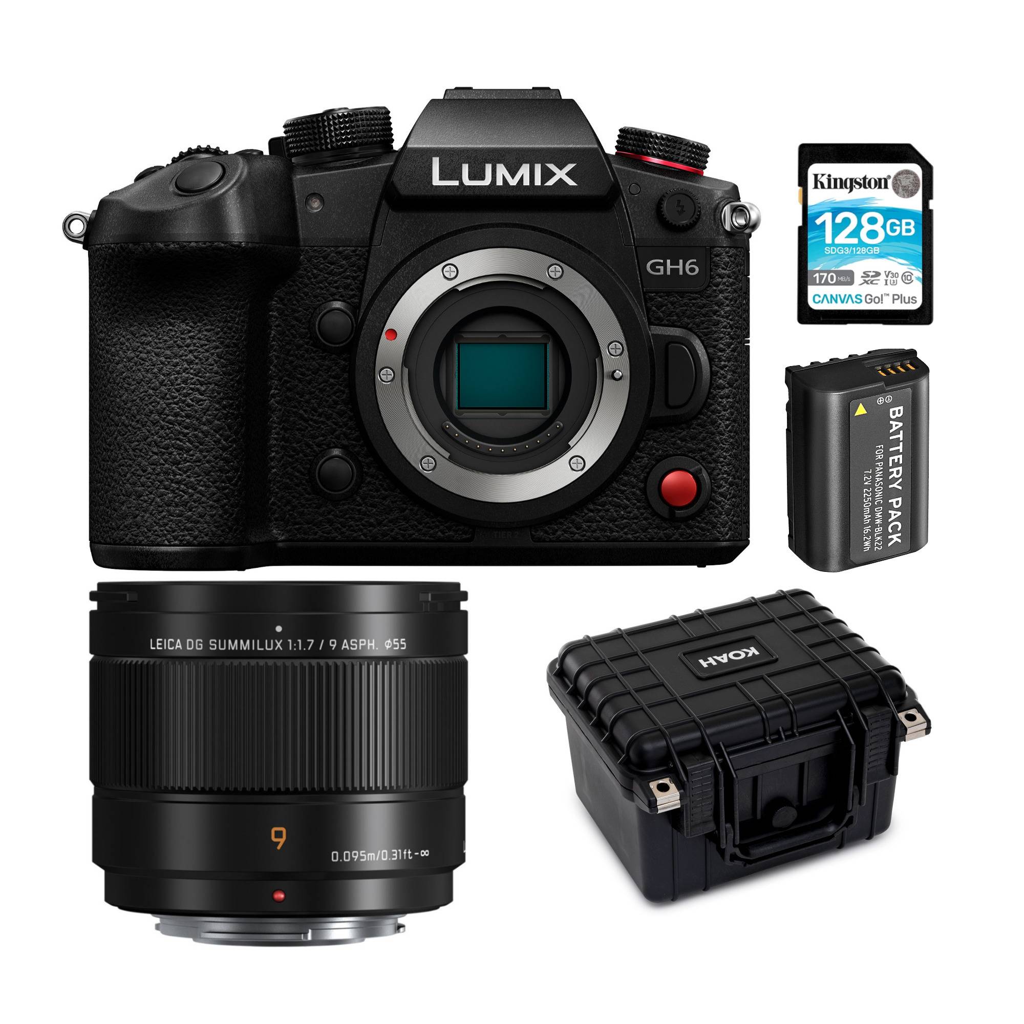 Panasonic LUMIX GH6 Mirrorless Camera Body with Panasonic H-X09 9mm f/1.7 LEICA SUMMILUX Lens Bundle