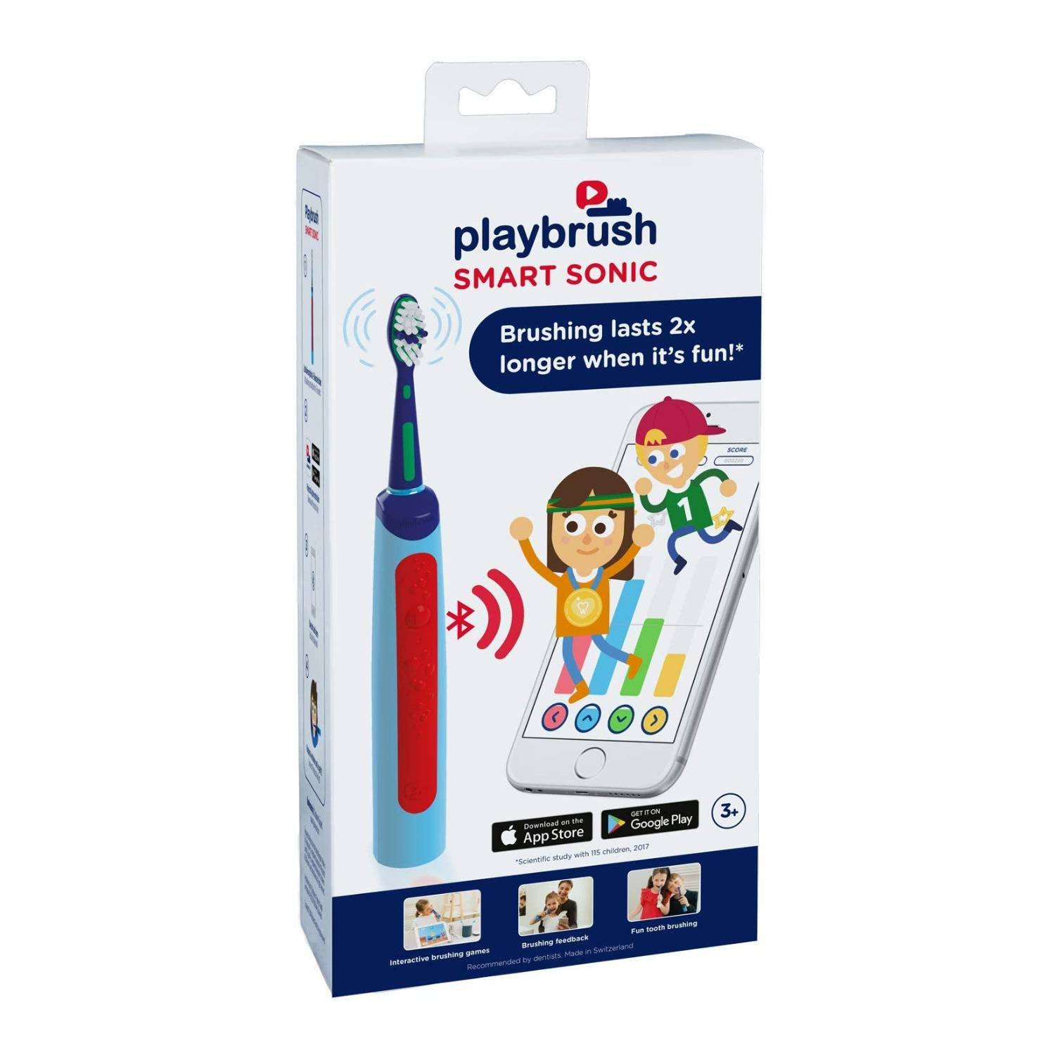 Playbrush Smart Sonic Kids Electric Toothbrush (Blue/Red)