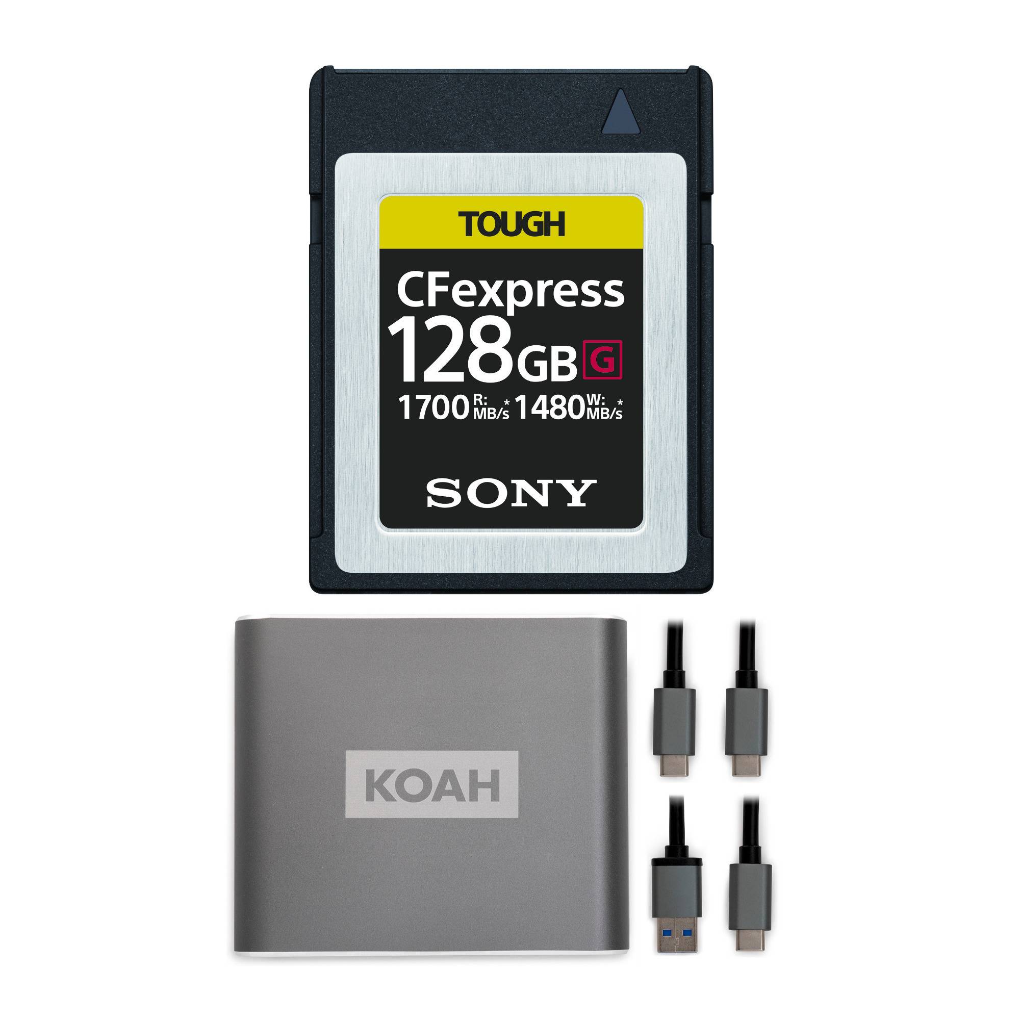 Sony 128GB TOUGH CEB-G Series CFexpress Type B Memory Card with Koah Reader Bundle