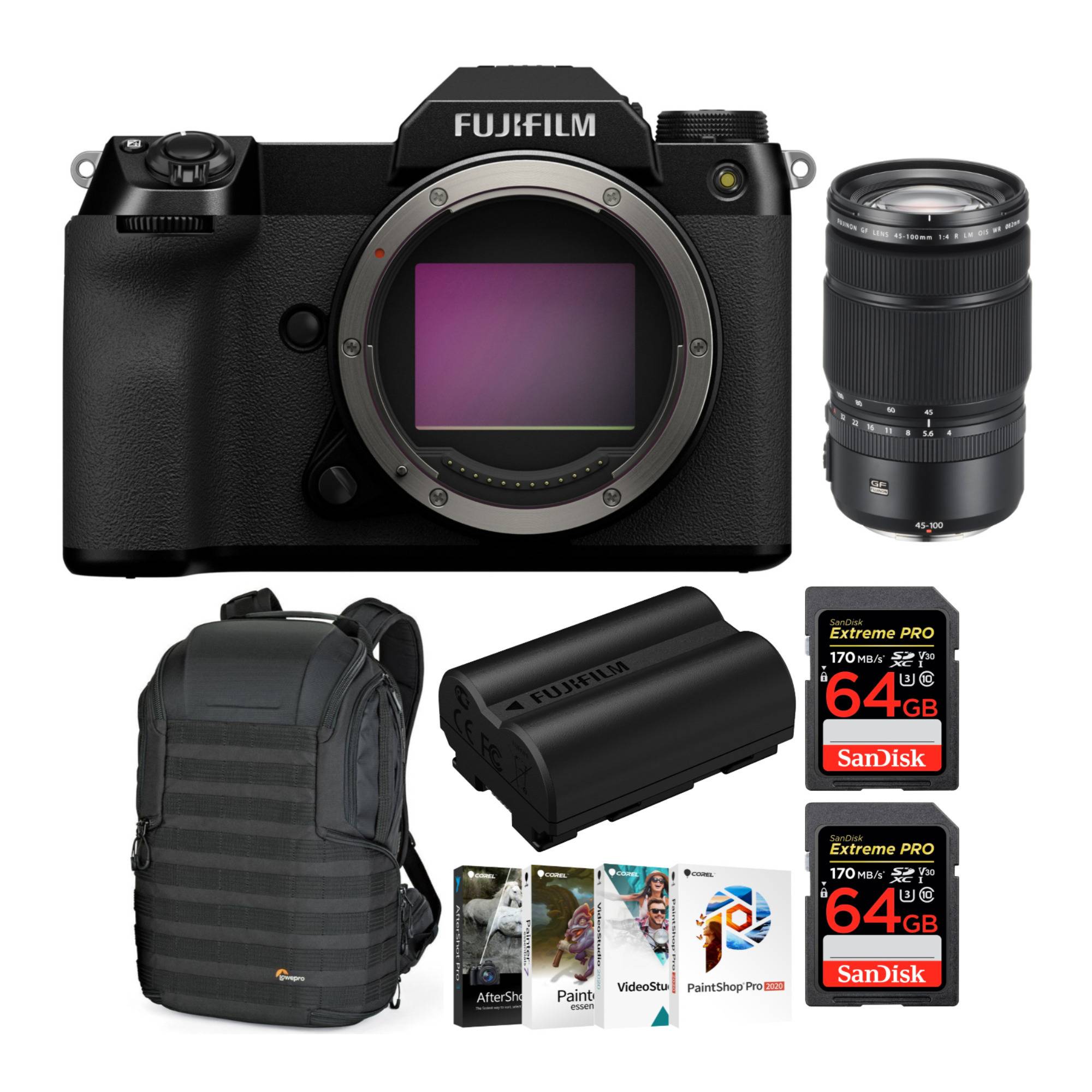 Fujifilm GFX 50S II Medium Format Mirrorless Camera with 45-100mm f/4 Lens with Accessory Bundle
