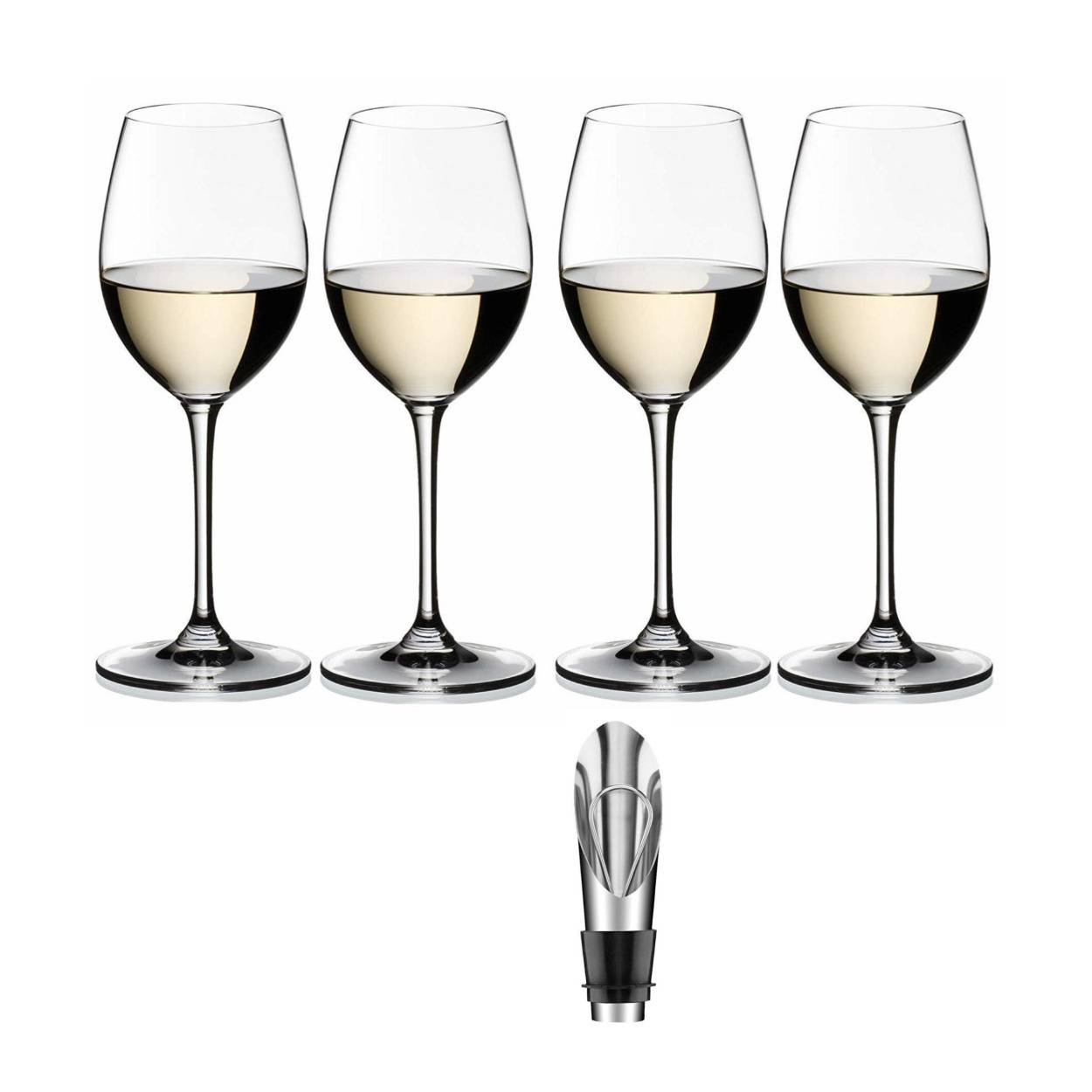 Riedel Vinum Sauvignon Blanc/Dessertwine Glasses 4 Pack with Cuisinart Wine Pourer with Stopper
