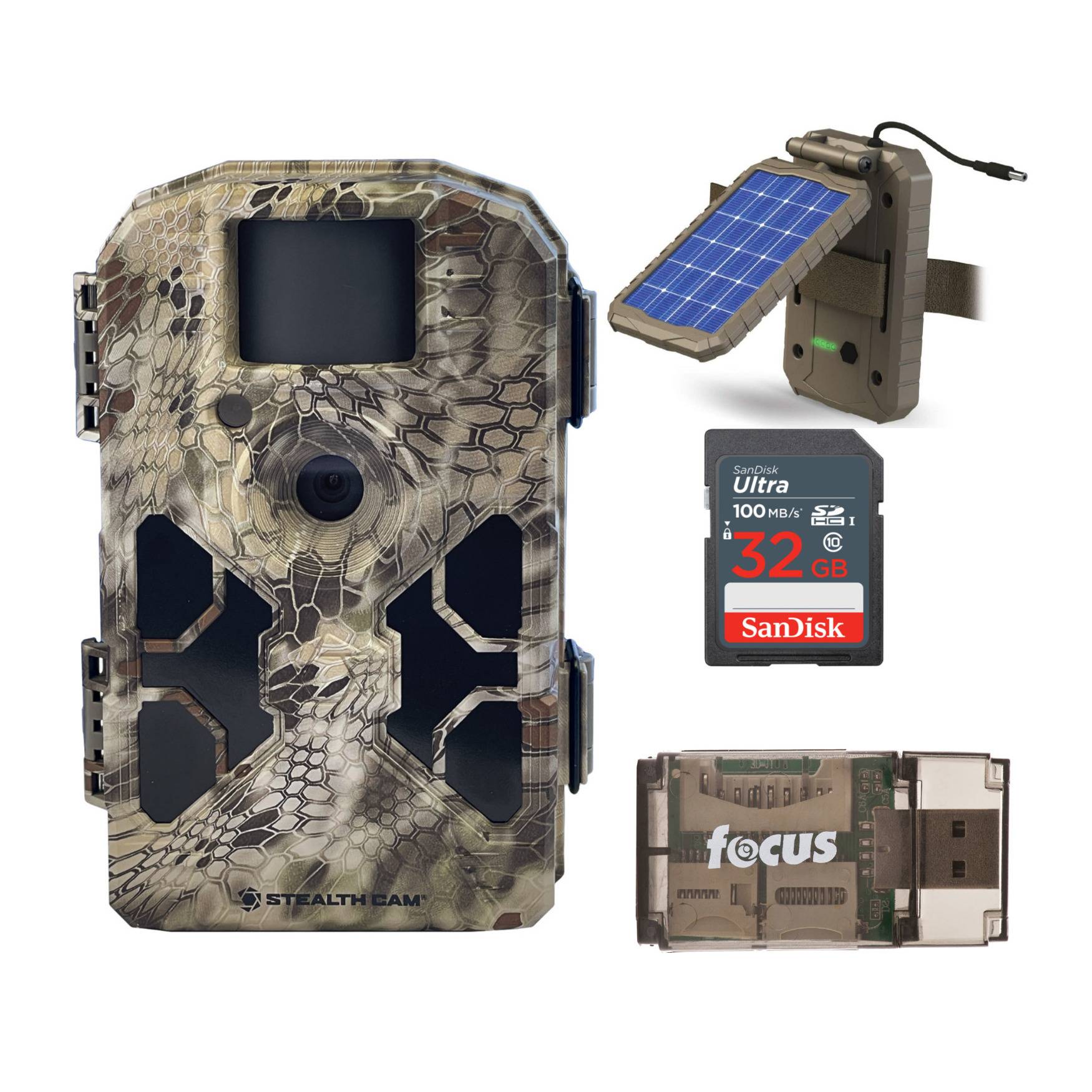 Stealth Cam 2022 G42NG 32MP Trail Camera (Kryptek) with Solar Power Panel and 32GB SD Card Bundle