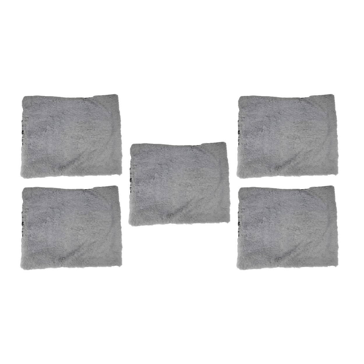 Mind Reader Faux Fur Plush Pet Bed Throw Rug (Gray) 5-Pack