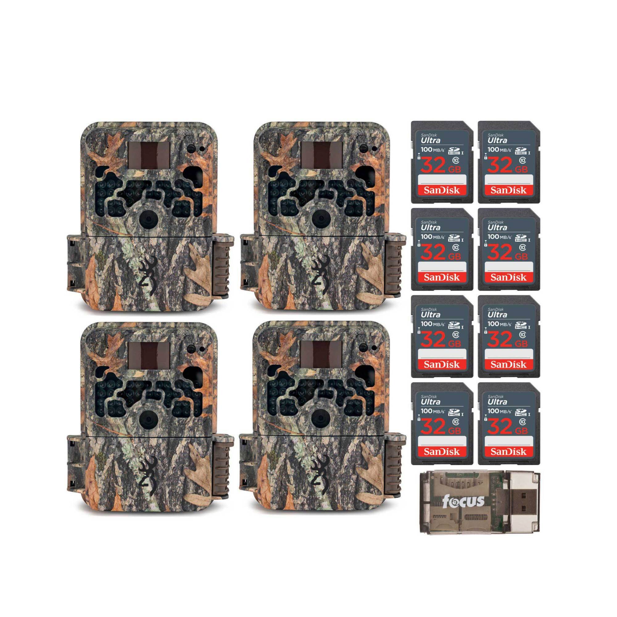 Browning Trail 16MP Strike Force Extreme Game Cam (4-Pack) with 8 32GB SD Cards and USB Card Reader