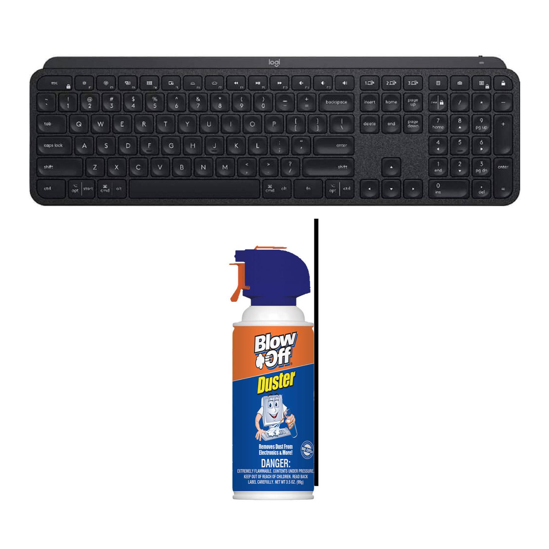 Logitech MX Keys Advanced Wireless Illuminated Keyboard with Compressed Air Bundle