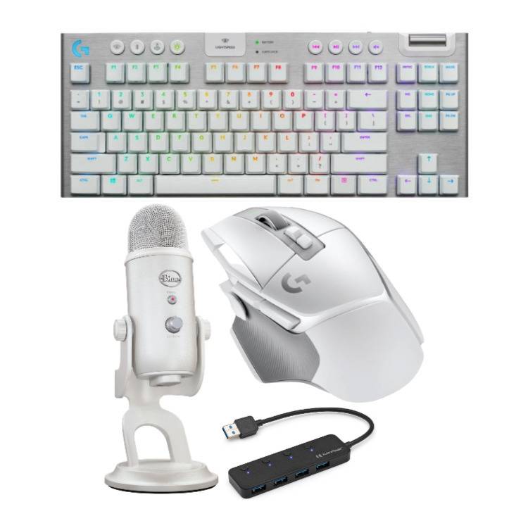 Logitech G915 TKL Tenkeyless Lightspeed Wireless Mechanical Gaming Keyboard (White) Bundle