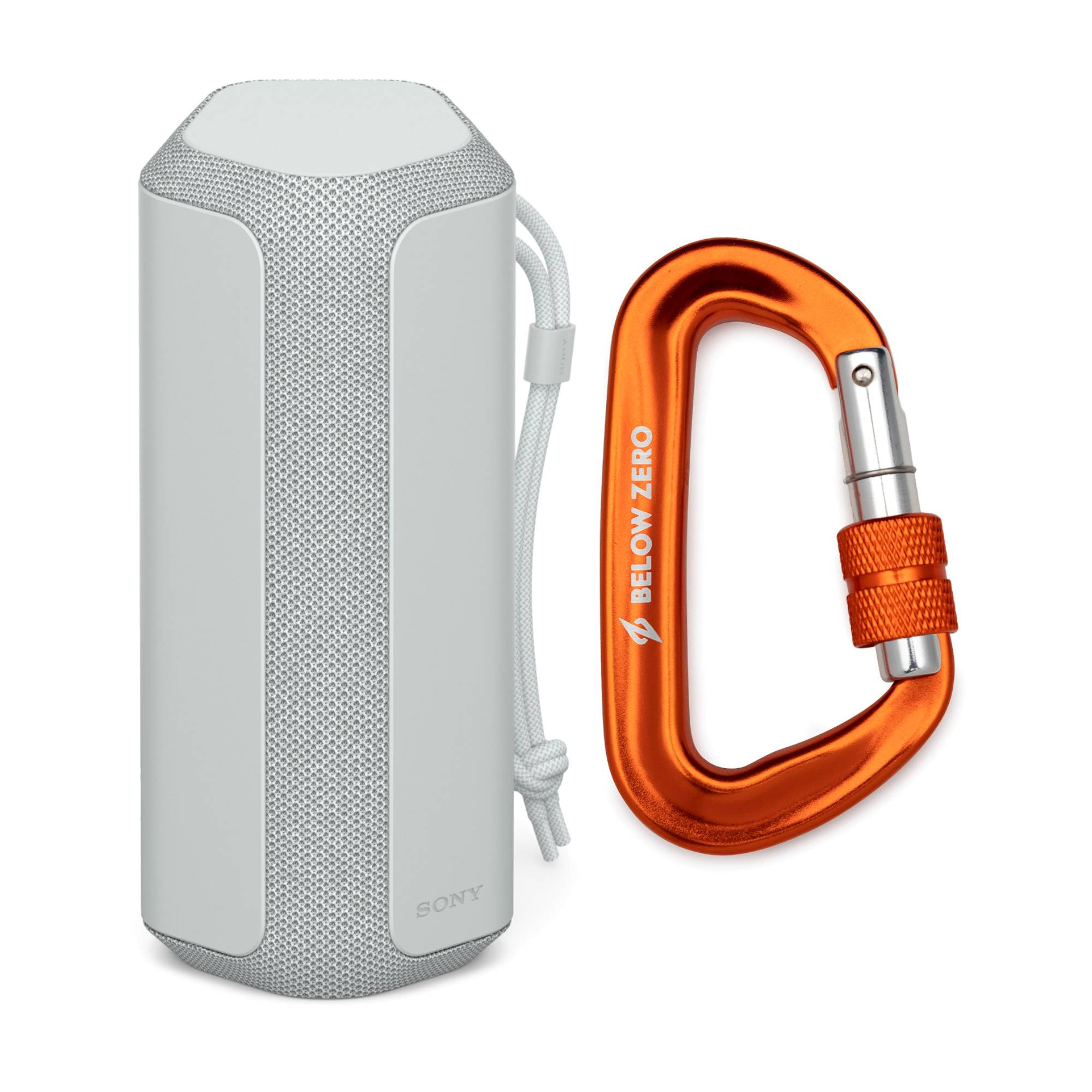 Sony SRS-XE200 X-Series Wireless Ultra Portable-Bluetooth-Speaker (Light Gray) with Carabiner