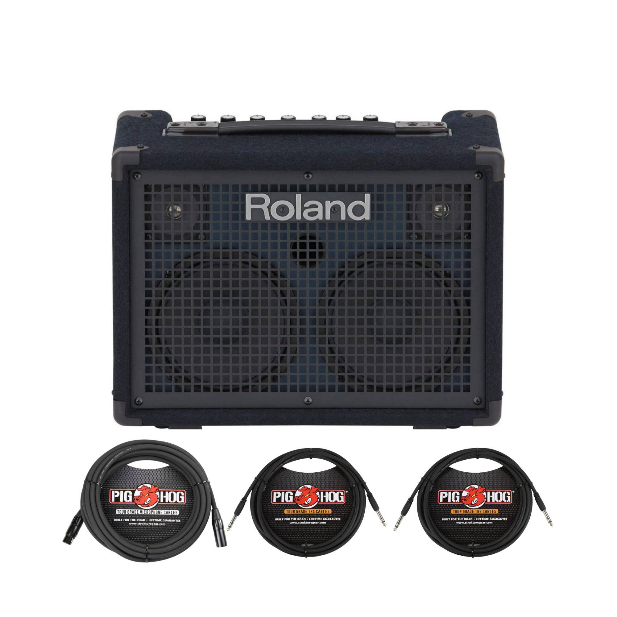 Roland KC-220 30-Watt Battery-Powered Onboard Mixing Stereo Keyboard Amplifier with 1/4" TRS Cables 