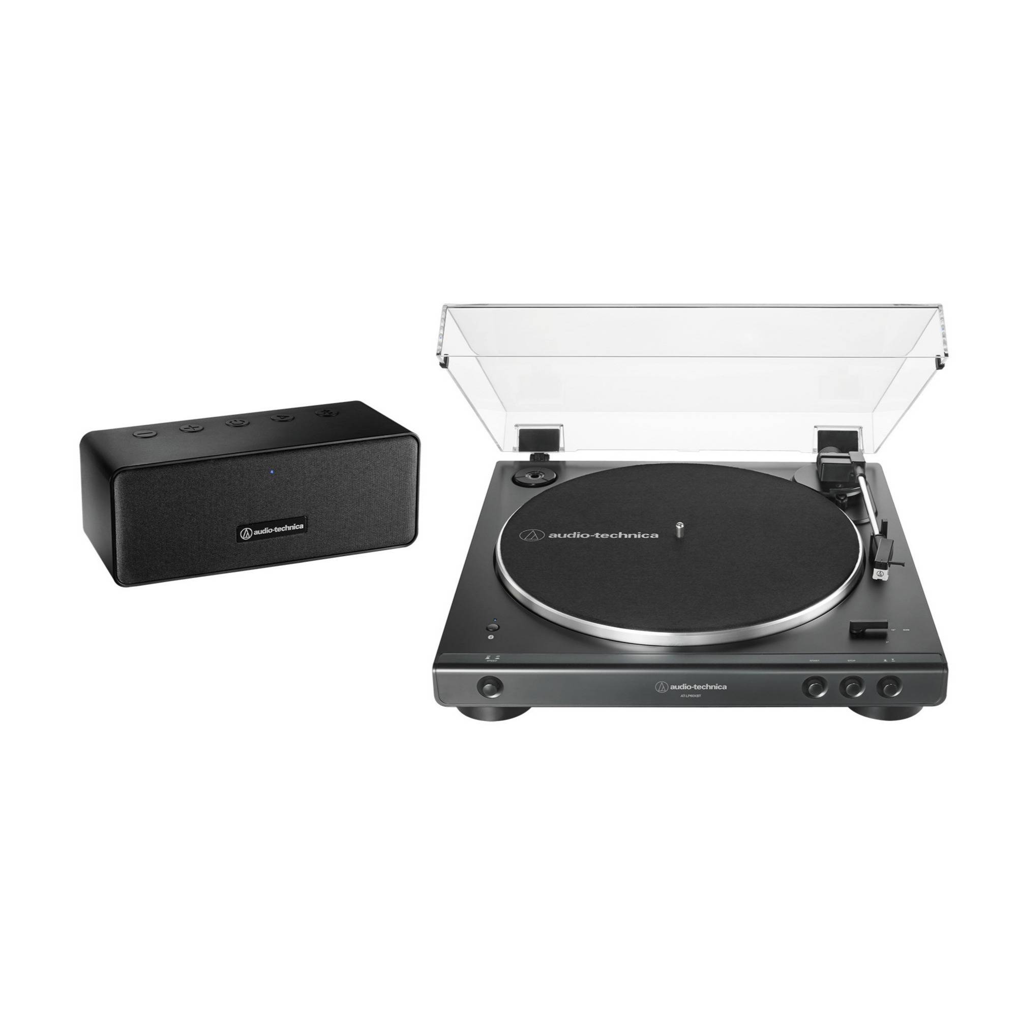 Audio-Technica AT-LP60XSPBT Fully Automatic Two-Speed Turntable and Bluetooth Speaker Bundle (Black)