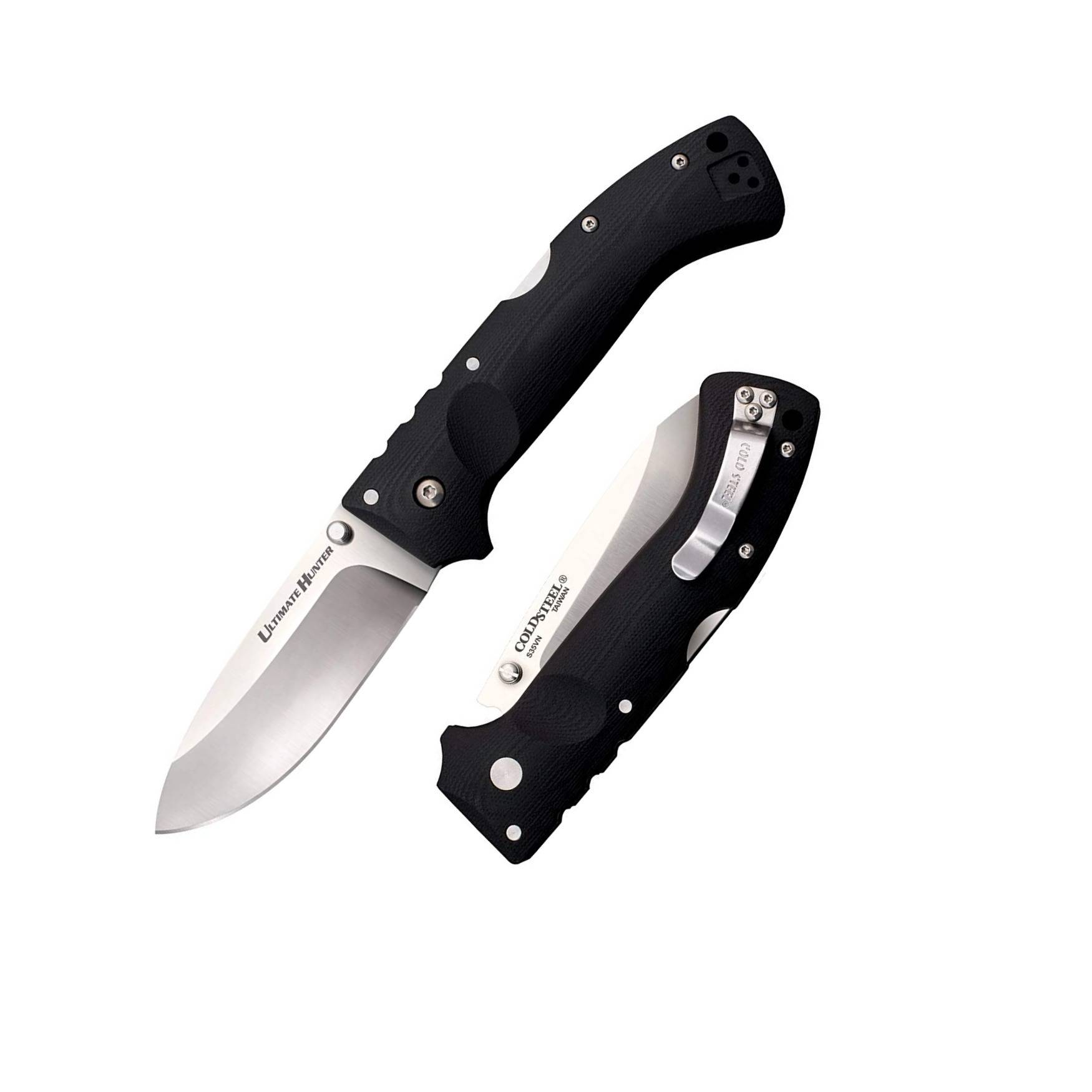 Cold Steel Ultimate Hunter 3.5-Inch Drop-Point S35VN Blade 5-Inch G10 Handle Folding Knife (Black)