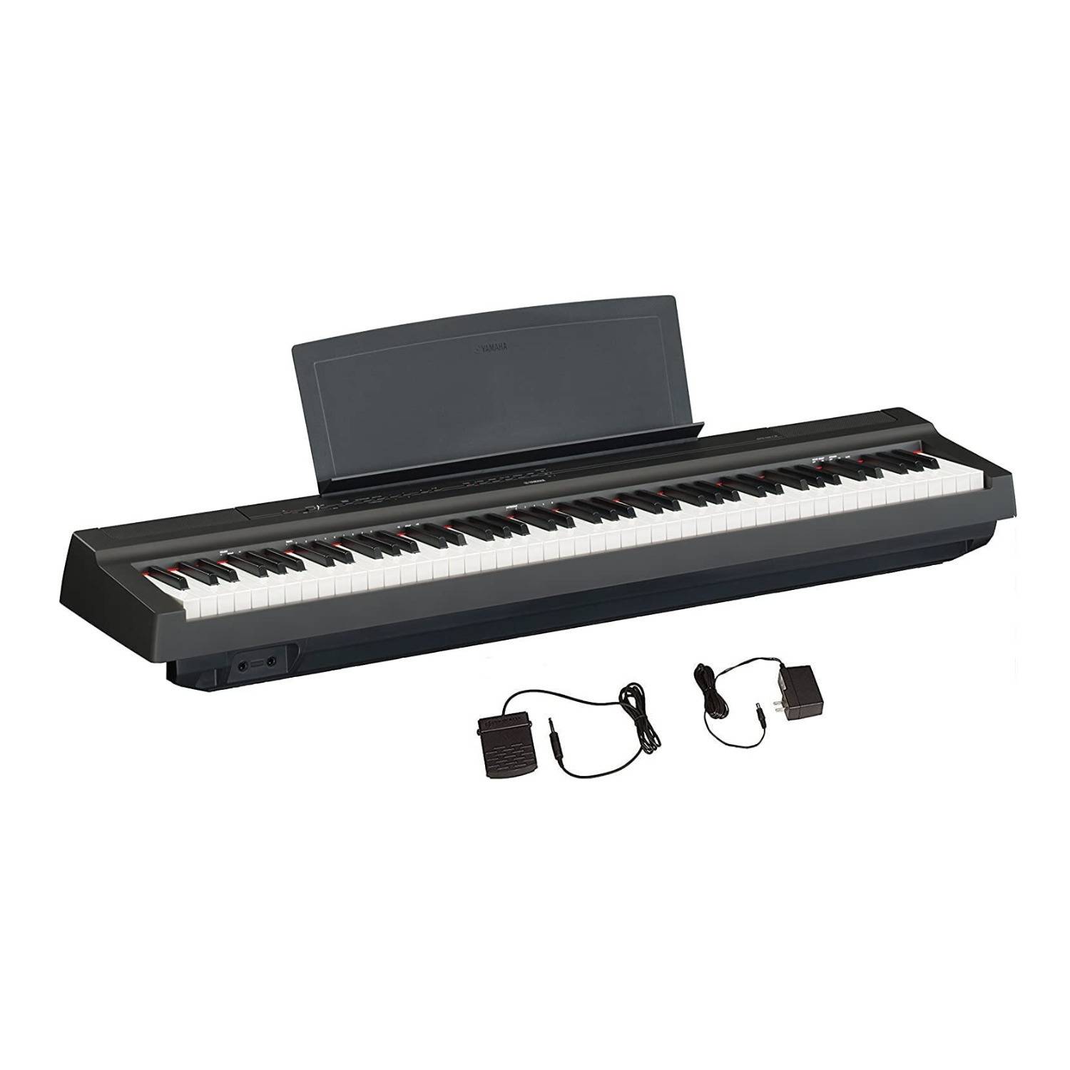 Yamaha P125A 88-Key Weighted Action Digital Piano with Power Supply and Sustain Pedal (Black)