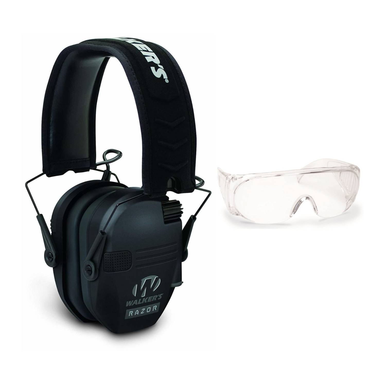 Walker's Razor Slim Shooting Muffs Kit (Black) with OTG Safety Glasses