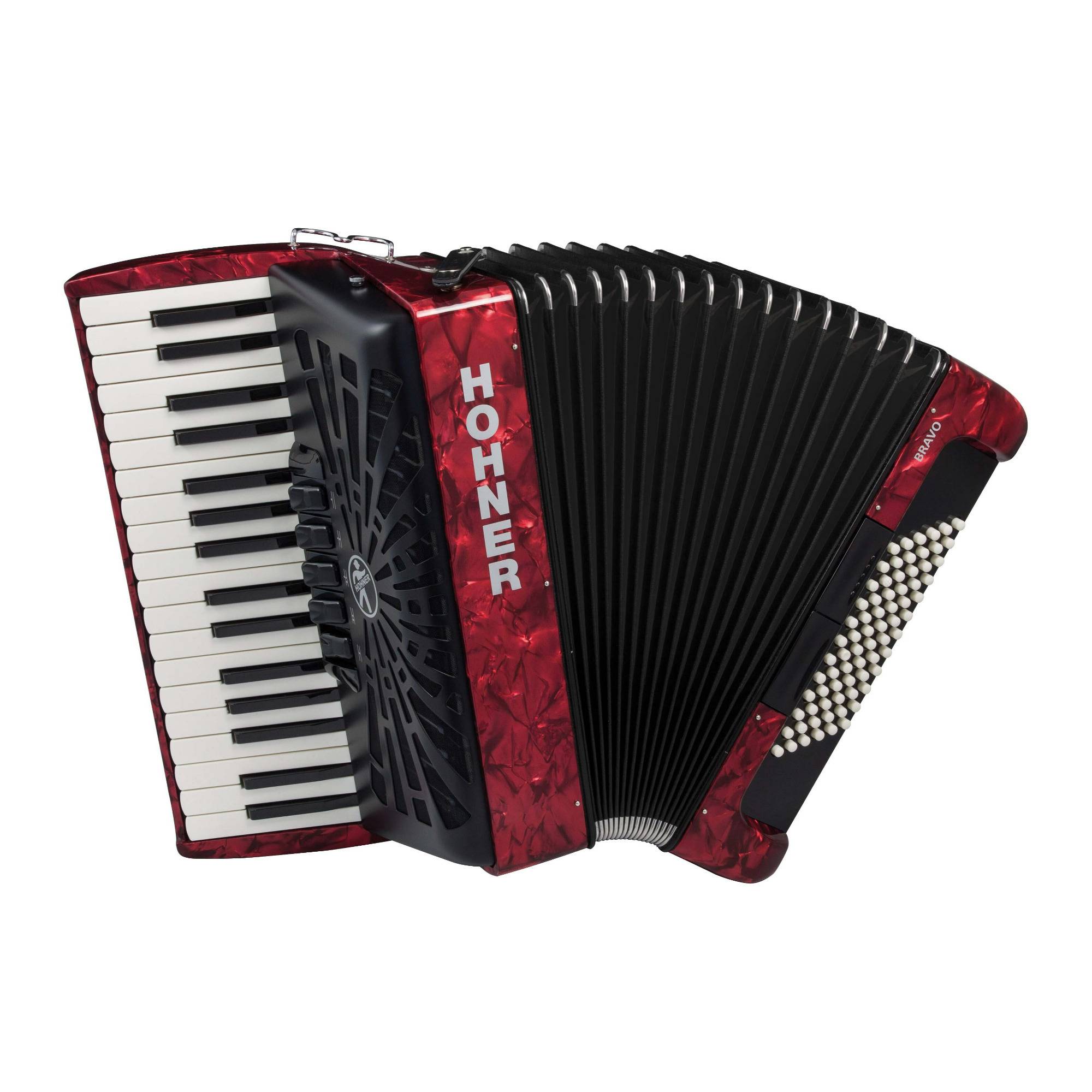 Hohner Bravo III 72 Chromatic Piano Key Accordion (Pearl Red)