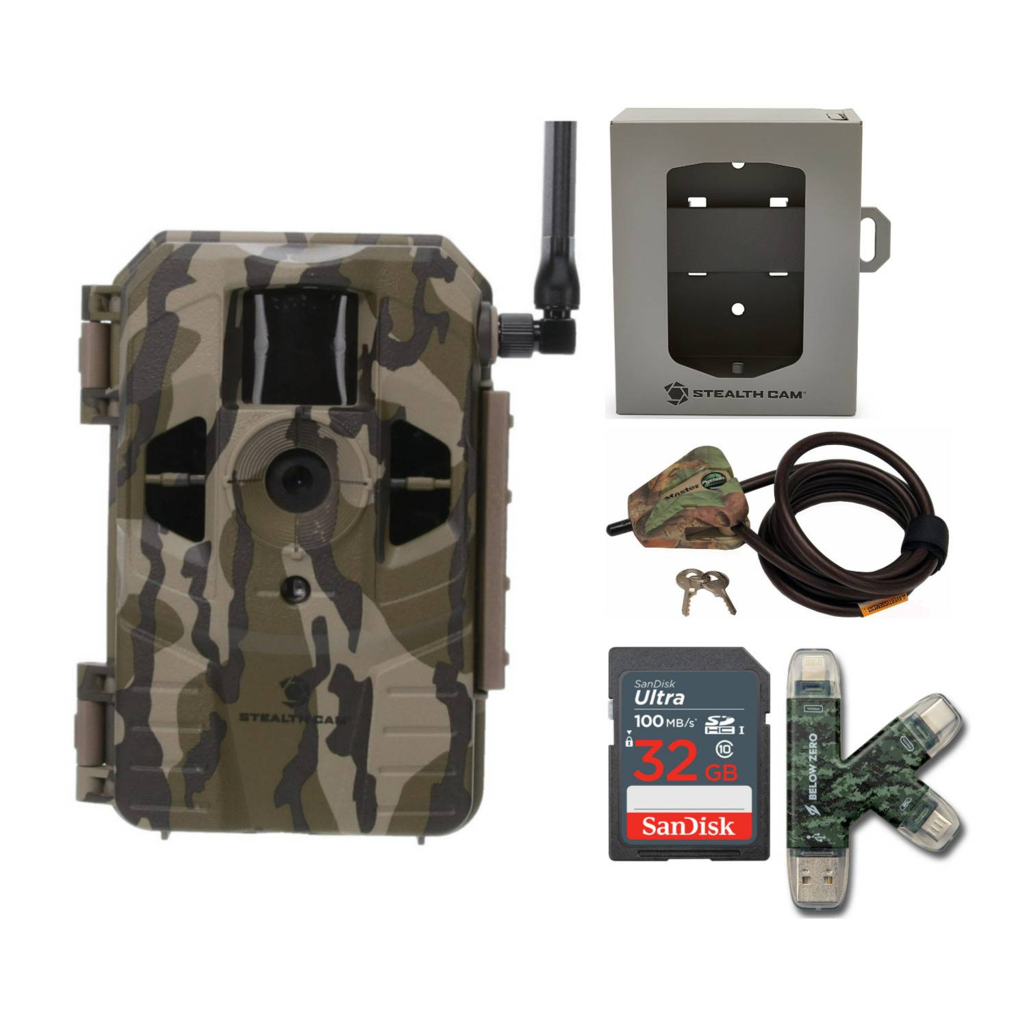 Stealth Cam Connect Cellular Trail Camera (AT&T) with Security Box, Cable and Accessories Bundle