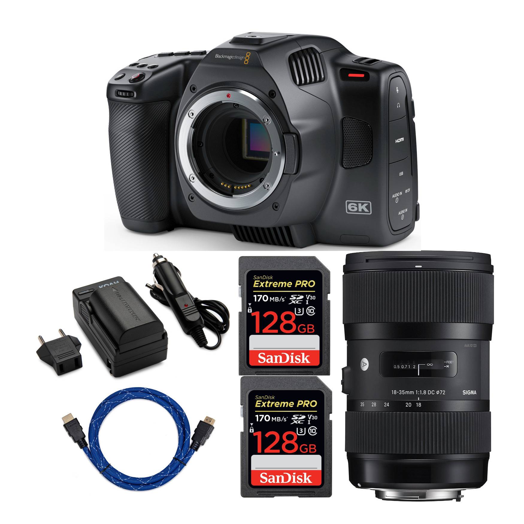 Blackmagic Pocket Cinema Camera 6K G2 (Canon EF) with Sigma 18-35mm Accessory Bundle
