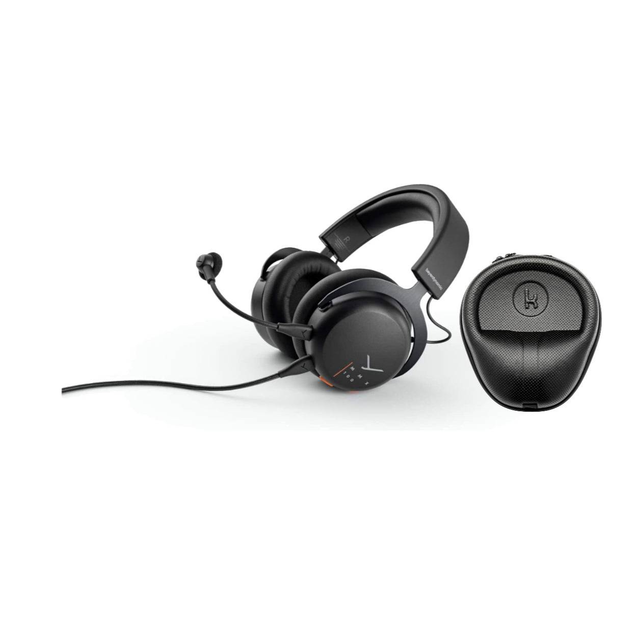Beyerdynamic MMX 100 Analog Gaming Headset (Black) with Knox Gear Hard Shell Headphone Case (Medium)